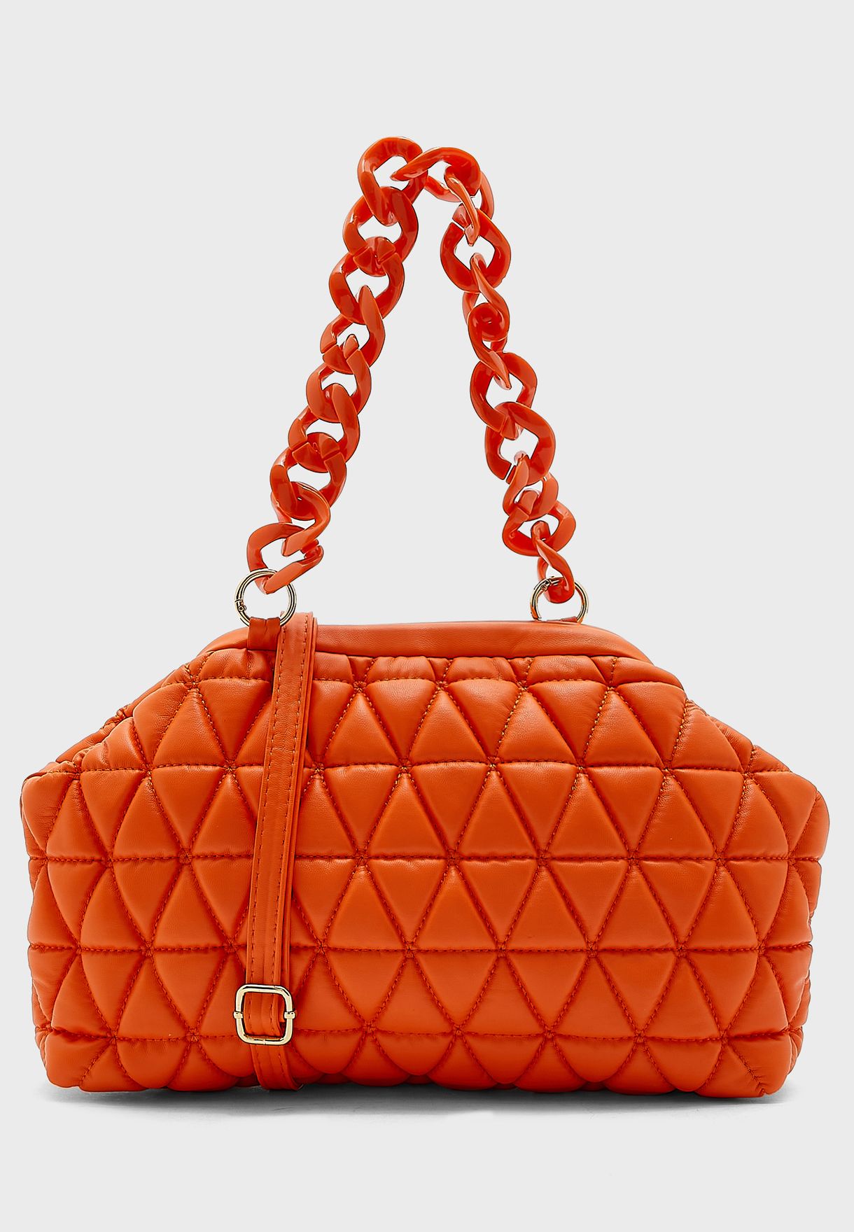 Quilted Pouch Handbag With Chain