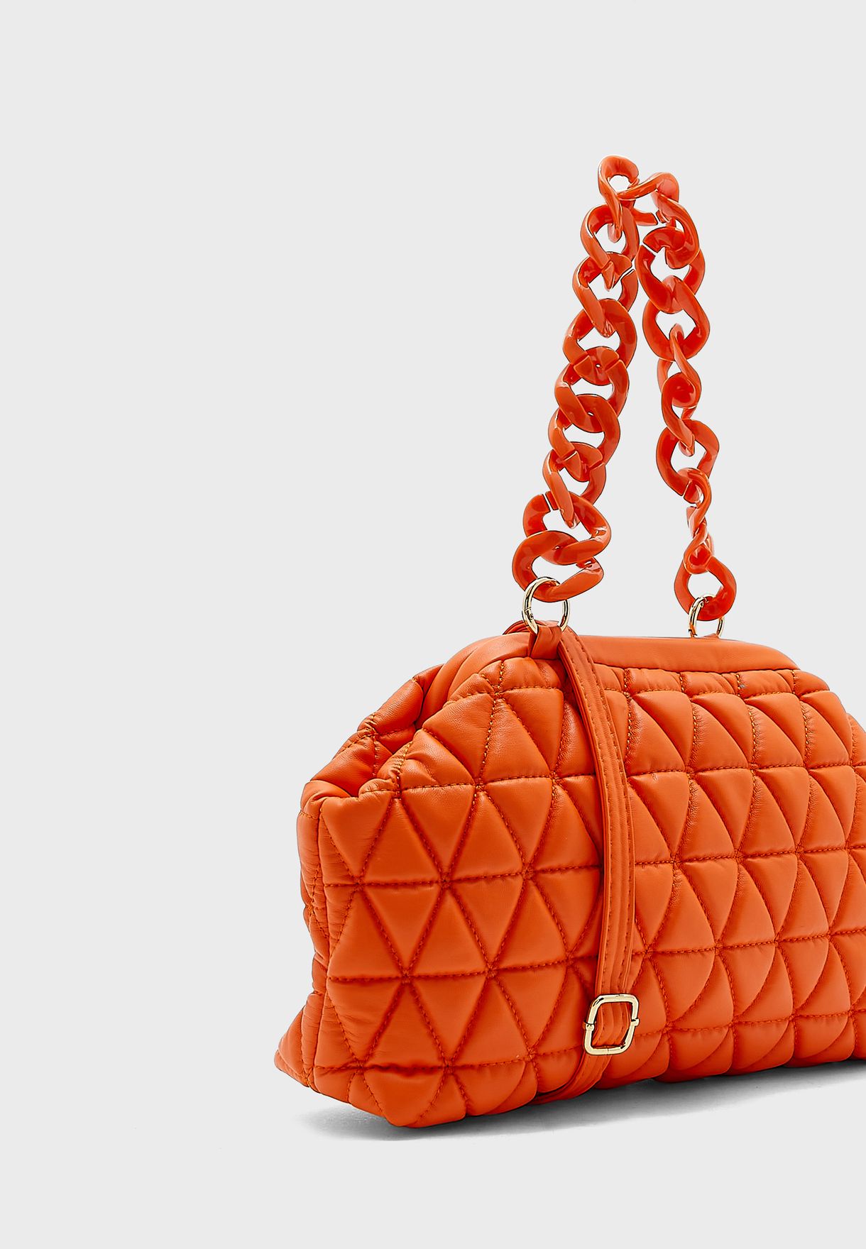Quilted Pouch Handbag With Chain