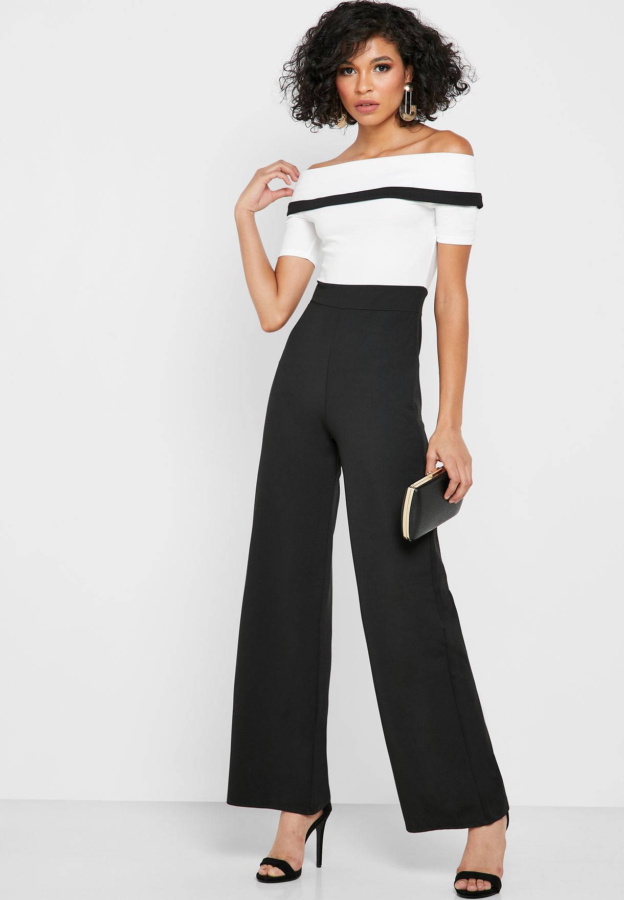 quiz black and white jumpsuit