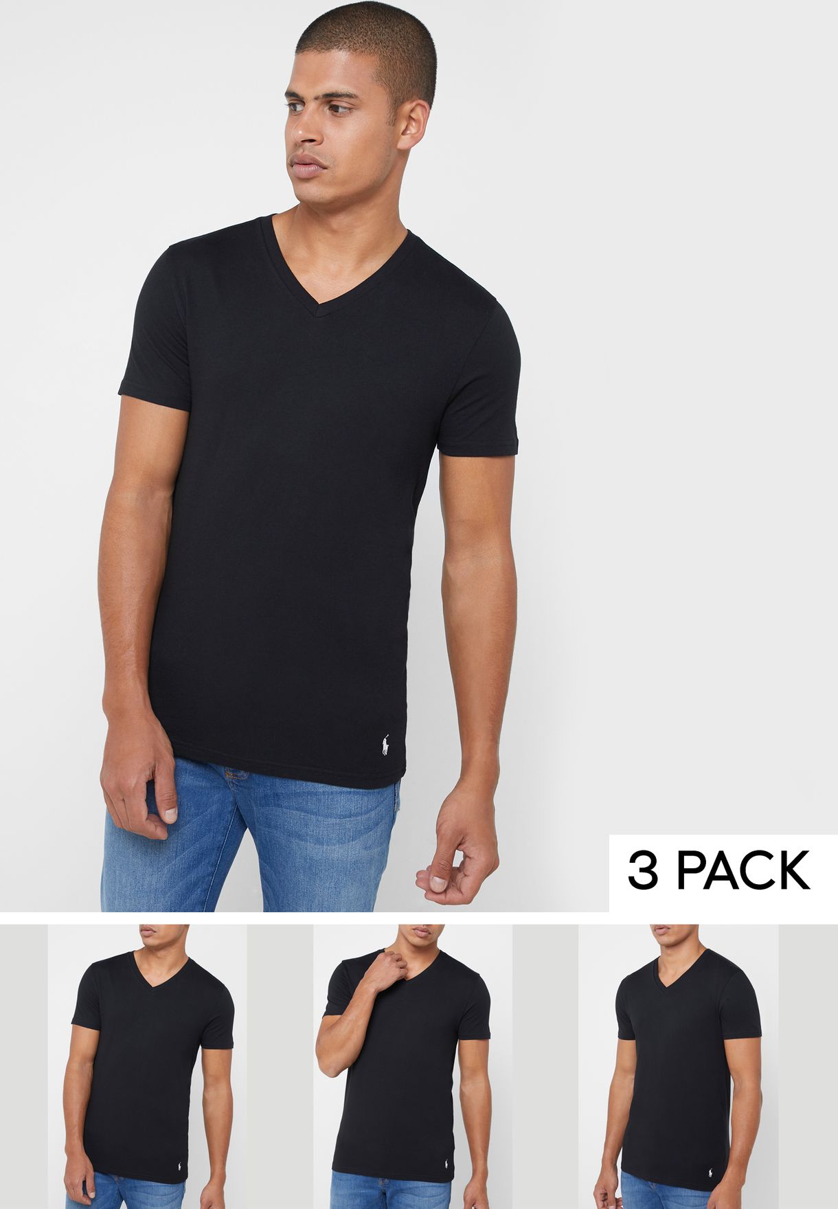 Buy Polo Ralph Lauren black 3 Pack V Neck T-Shirt for Men in Muscat, Salalah