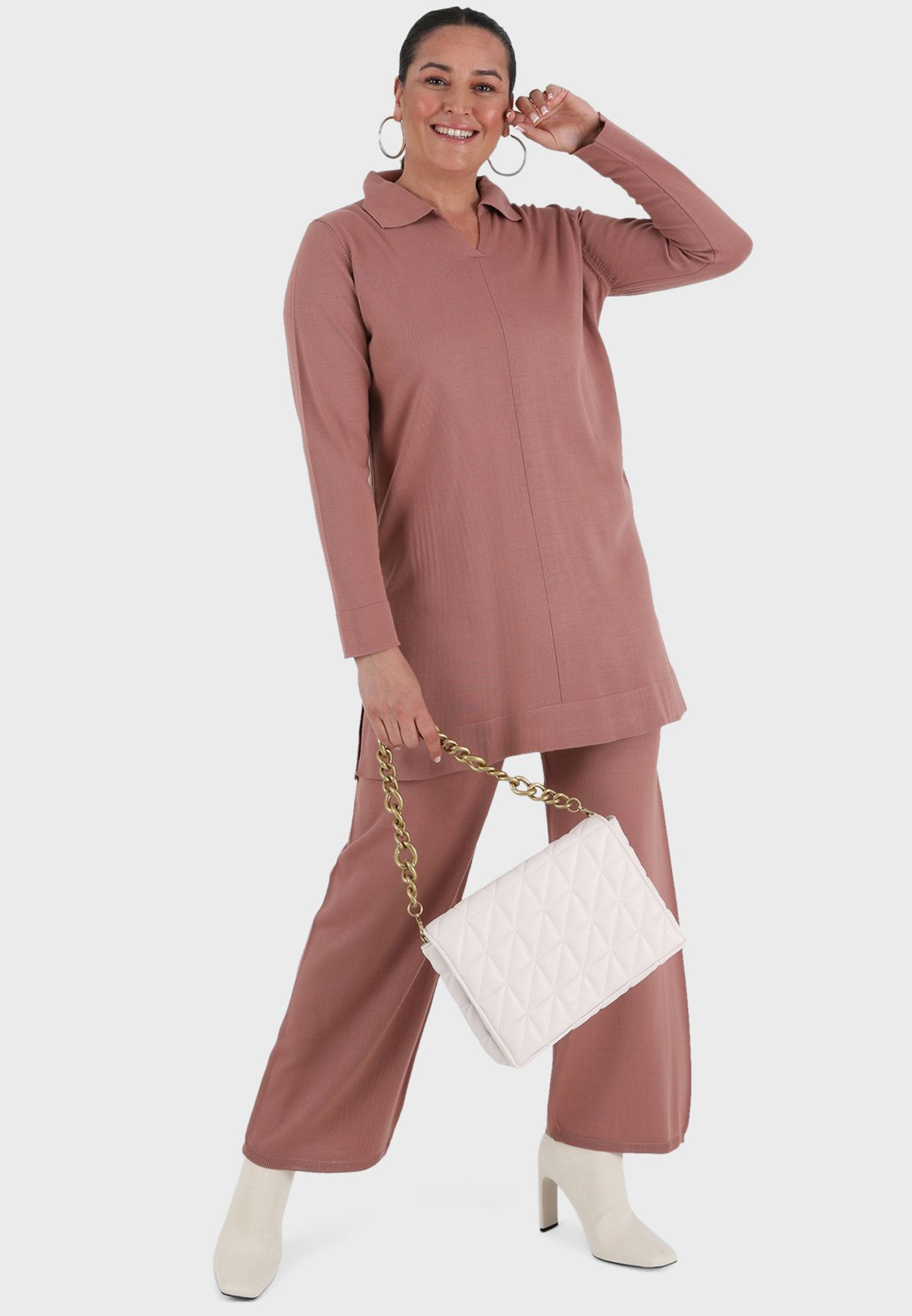 Polo Neck Sweatshirt & Pants Set