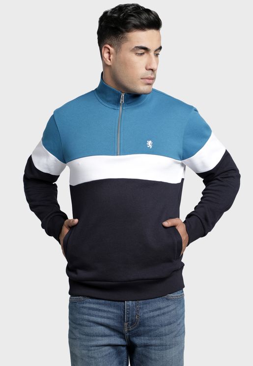 Color Block Half Zip Sweatshirt