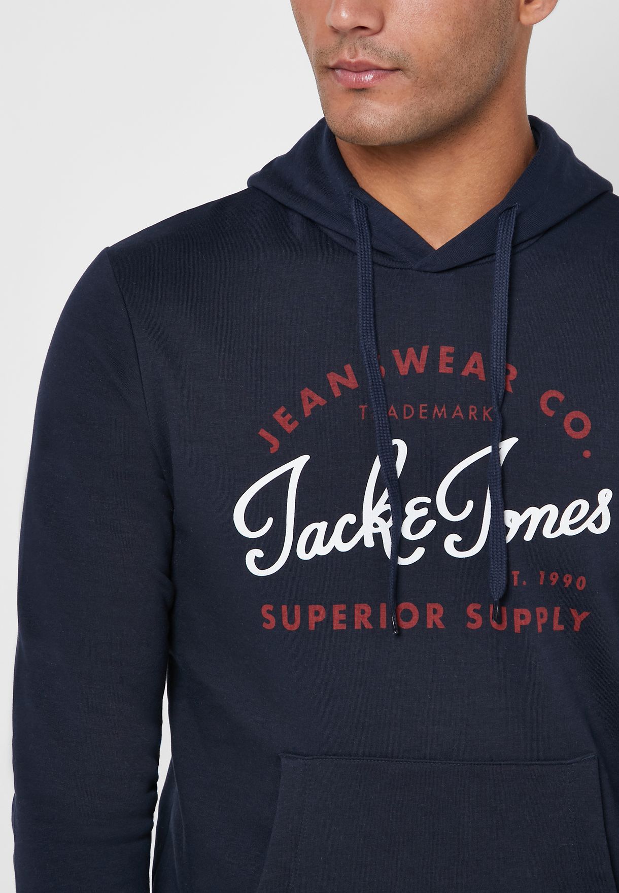 Buy Jack Jones Navy Logo Hoodie For Men In Mena Worldwide 12157324