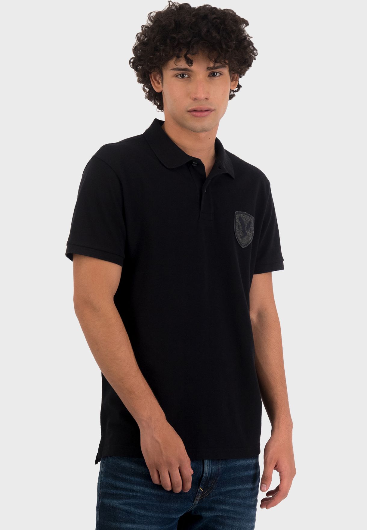 Buy American Eagle black Essential Polo for Men in Riyadh, Jeddah