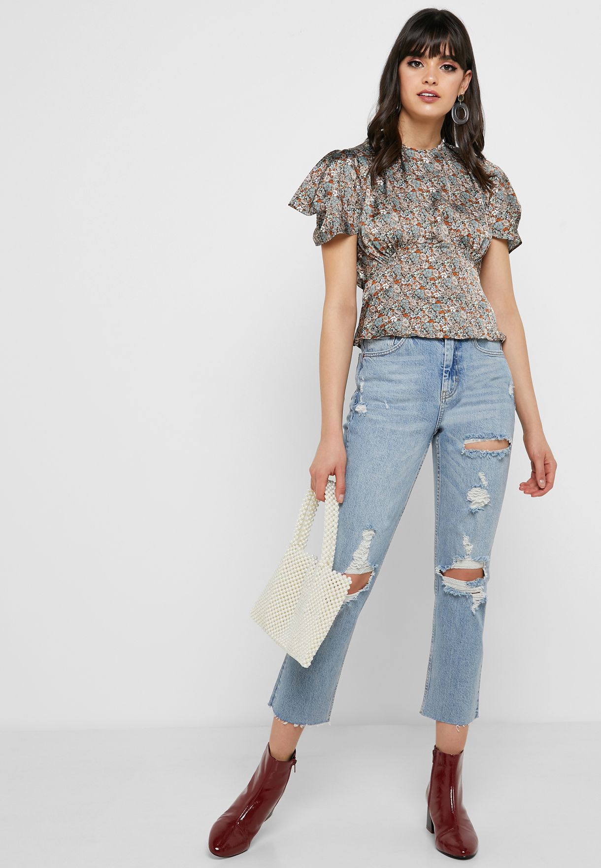topshop ripped straight jeans