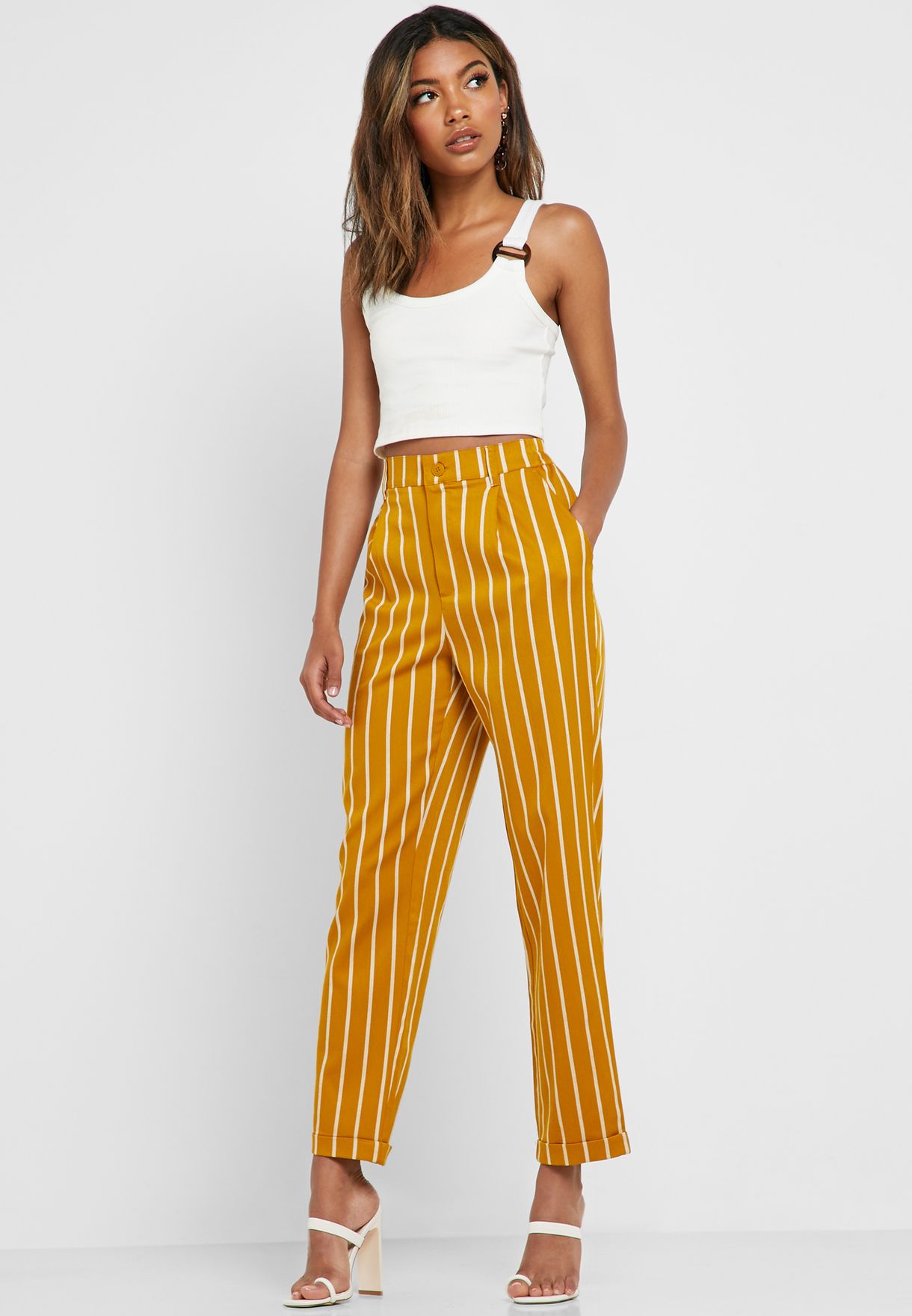 striped yellow pants