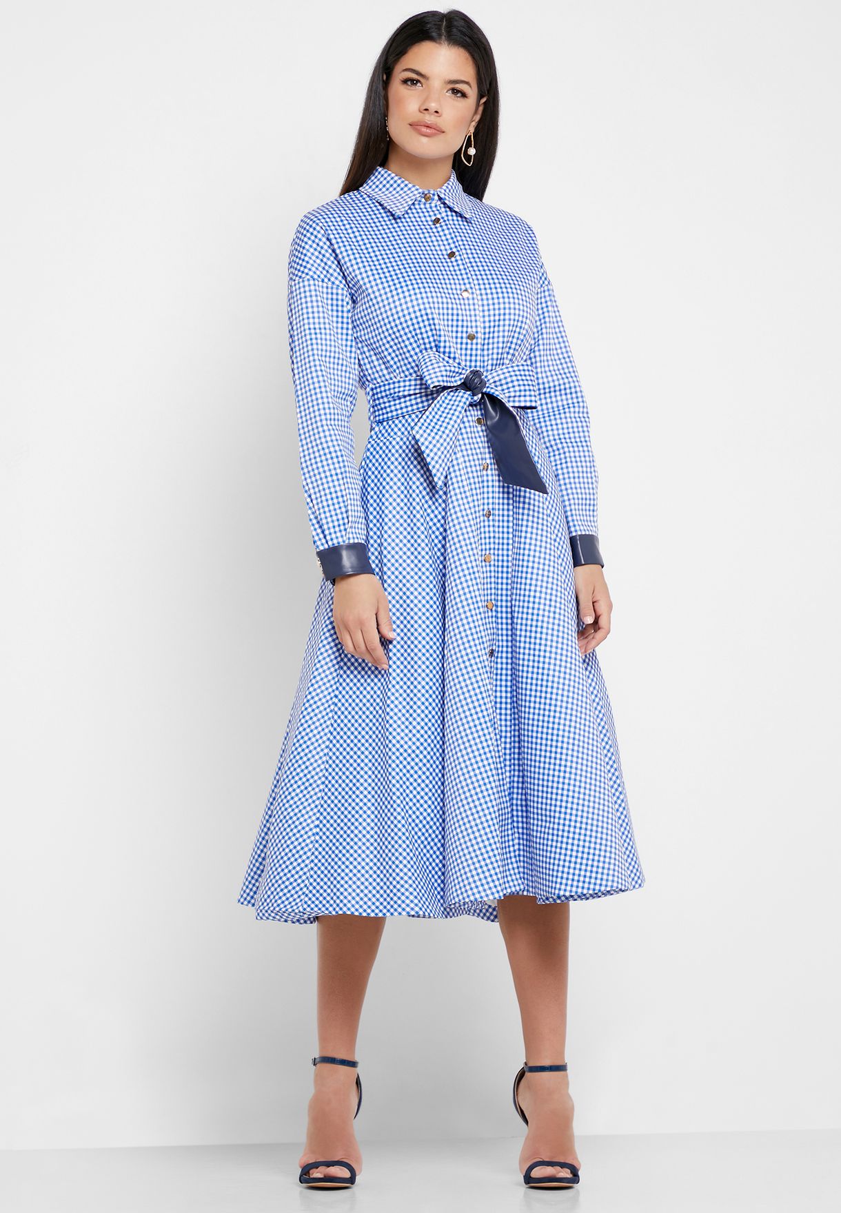 Buy Own The Looks Prints Gingham Print Belted Dress For Women In Dubai Abu Dhabi 954a