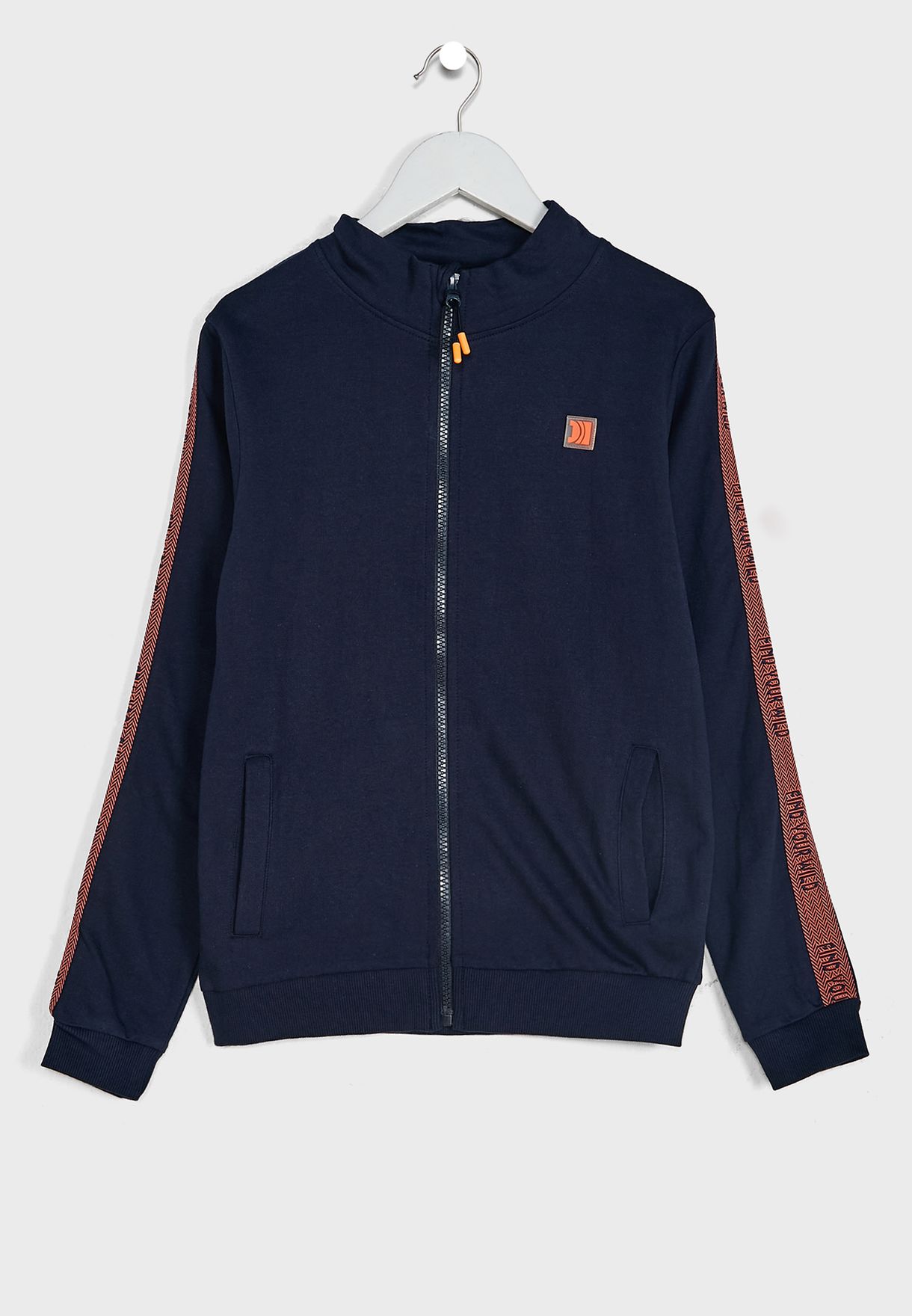 Kids Taped Sleeve Zip Through Sweatshirt