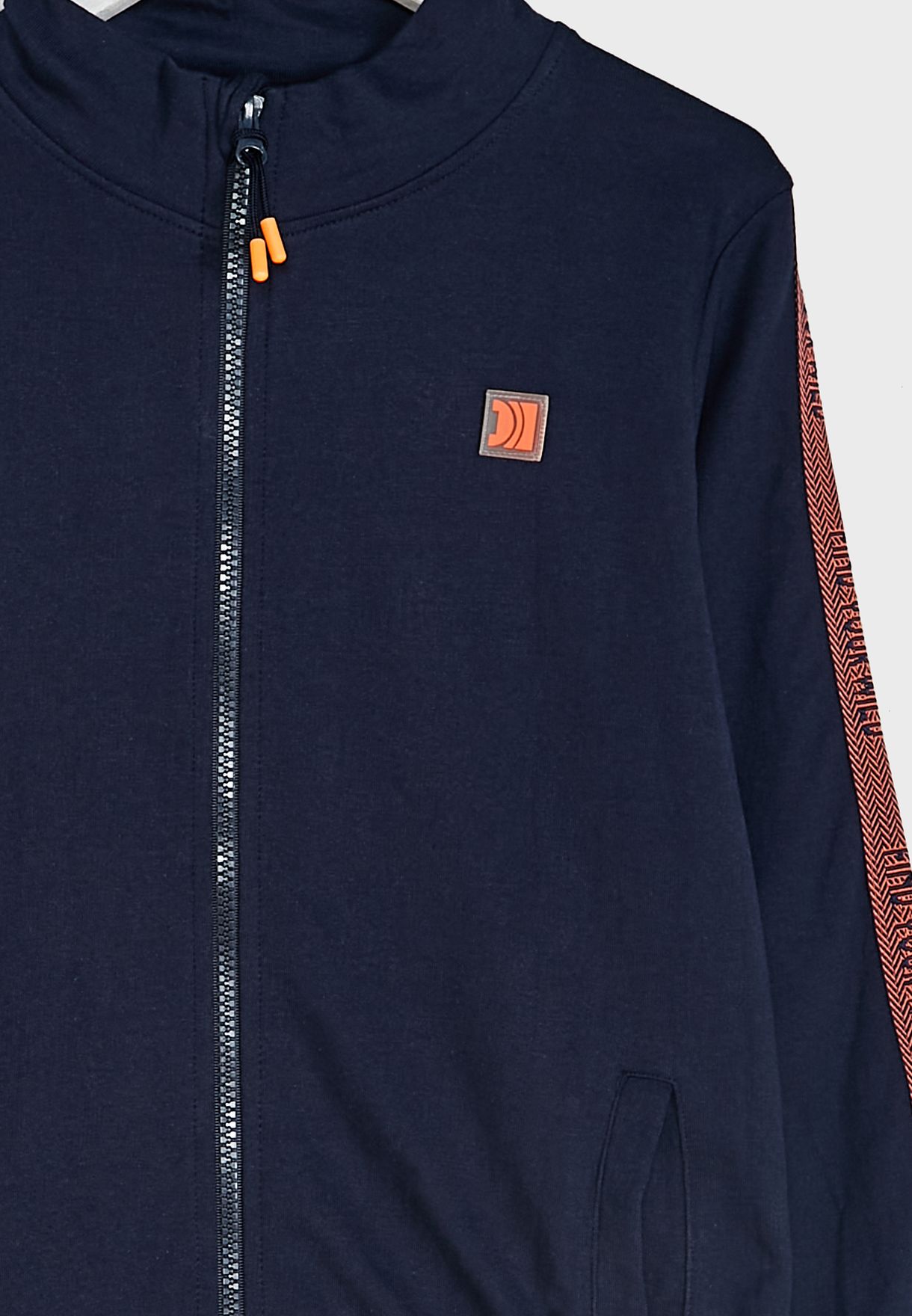 Kids Taped Sleeve Zip Through Sweatshirt