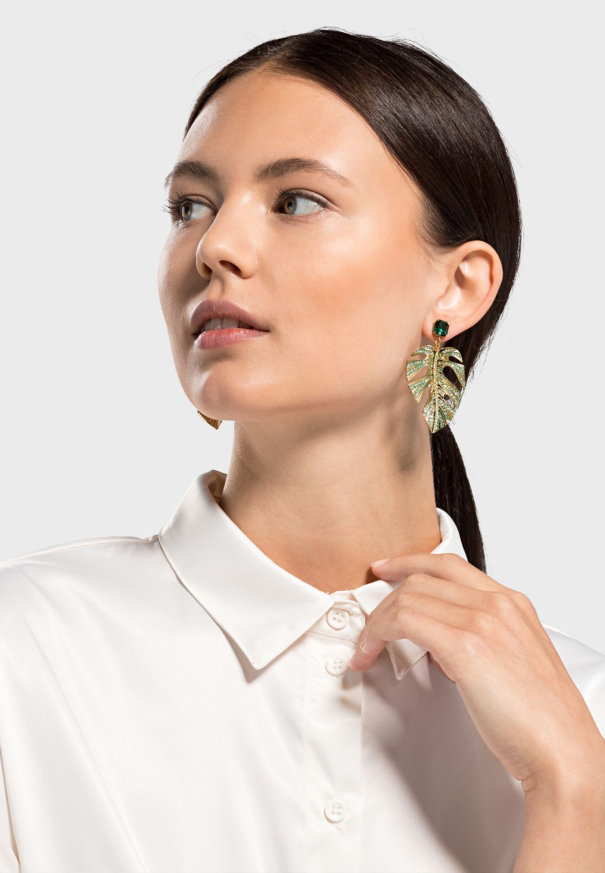 Buy Swarovski gold Tropical Leaf Earrings for Women in MENA, Worldwide