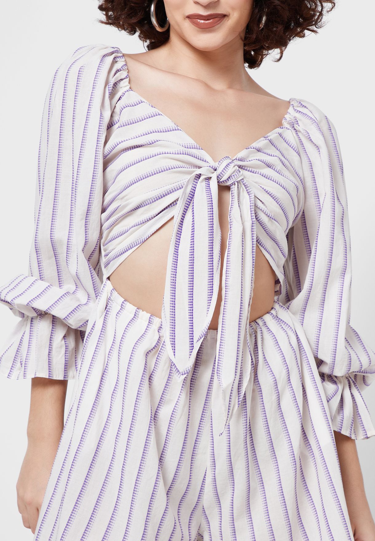 Striped Bow Detail Playsuit