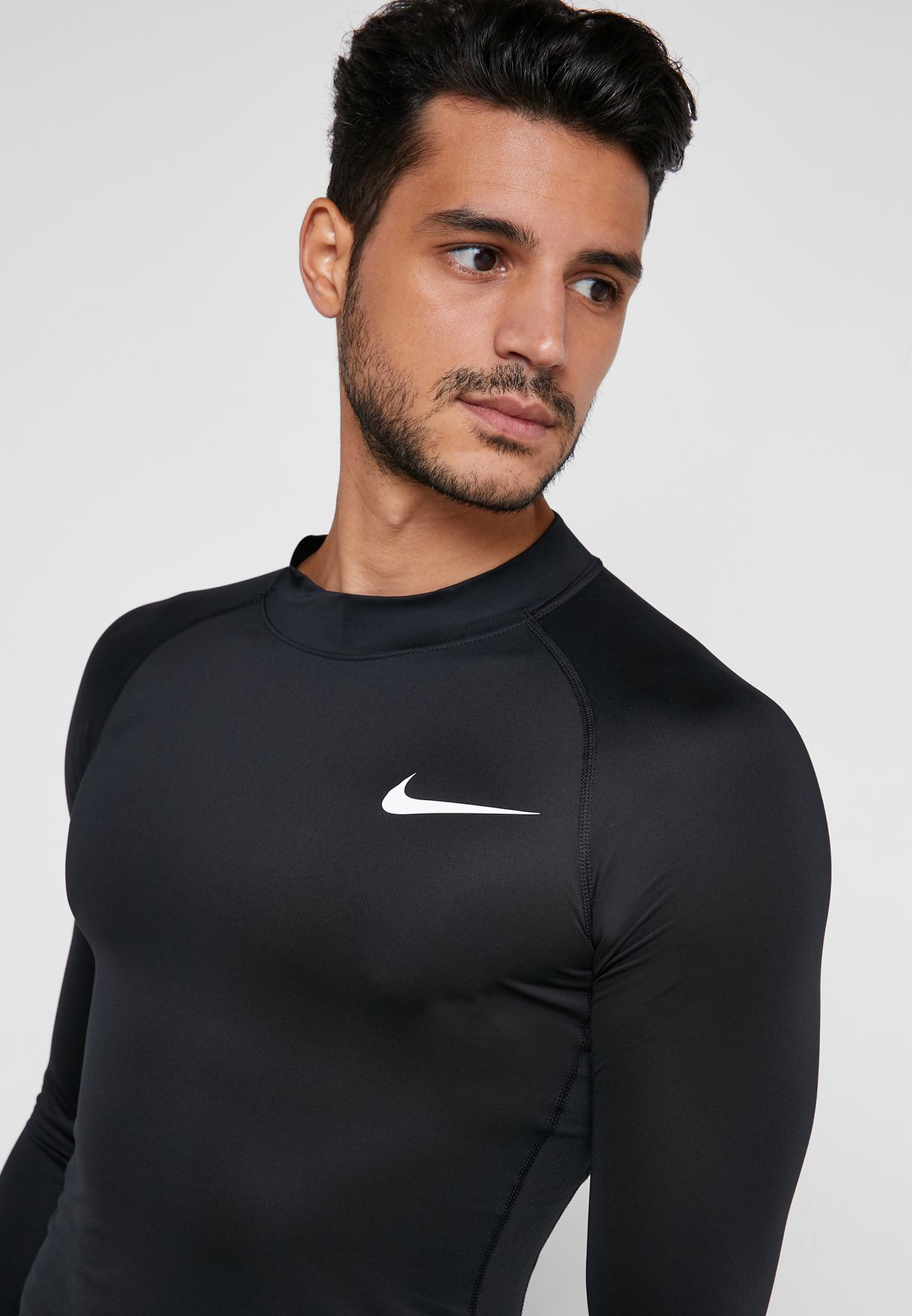 Buy Nike black Pro Mock Compression T-Shirt for Men in MENA, Worldwide