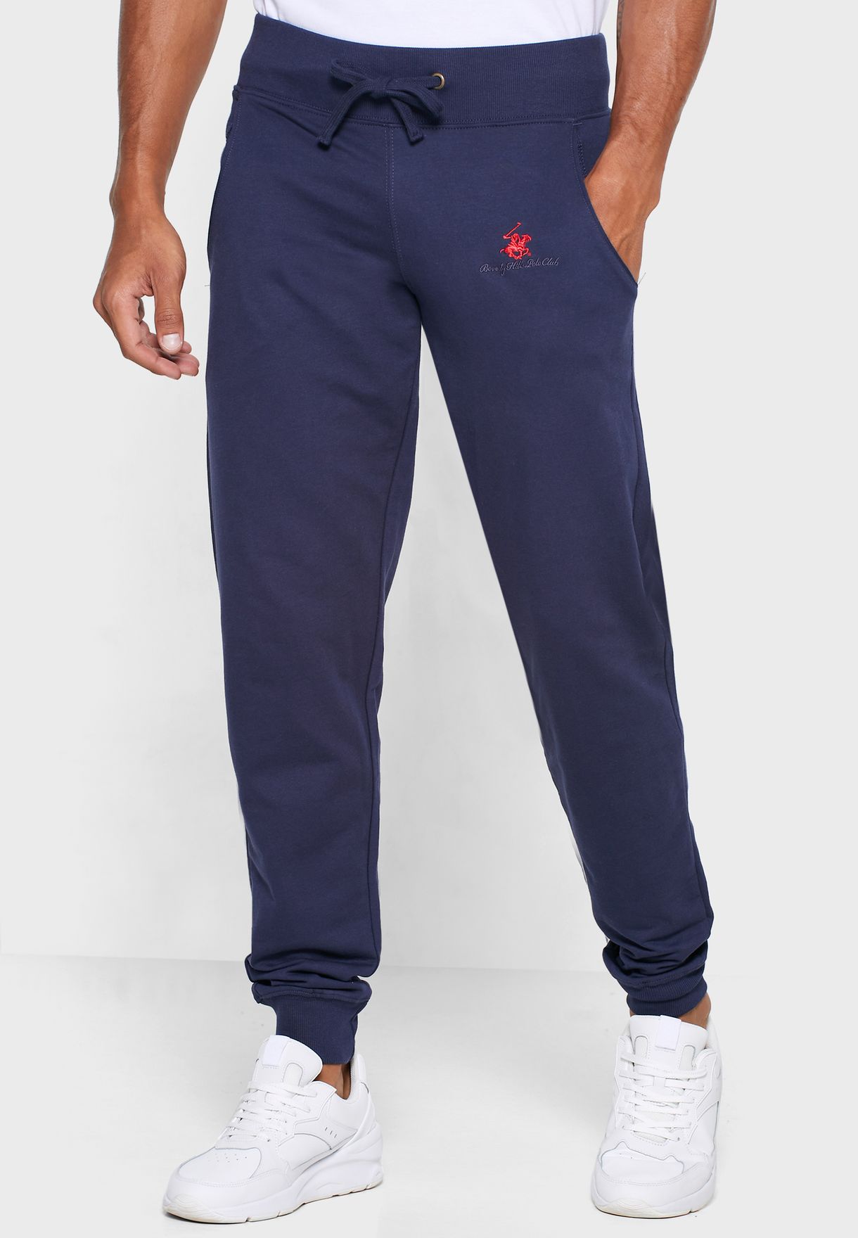 Buy Beverly Hills Polo Club navy Elasticated Waist Slim Fit Track Pants ...