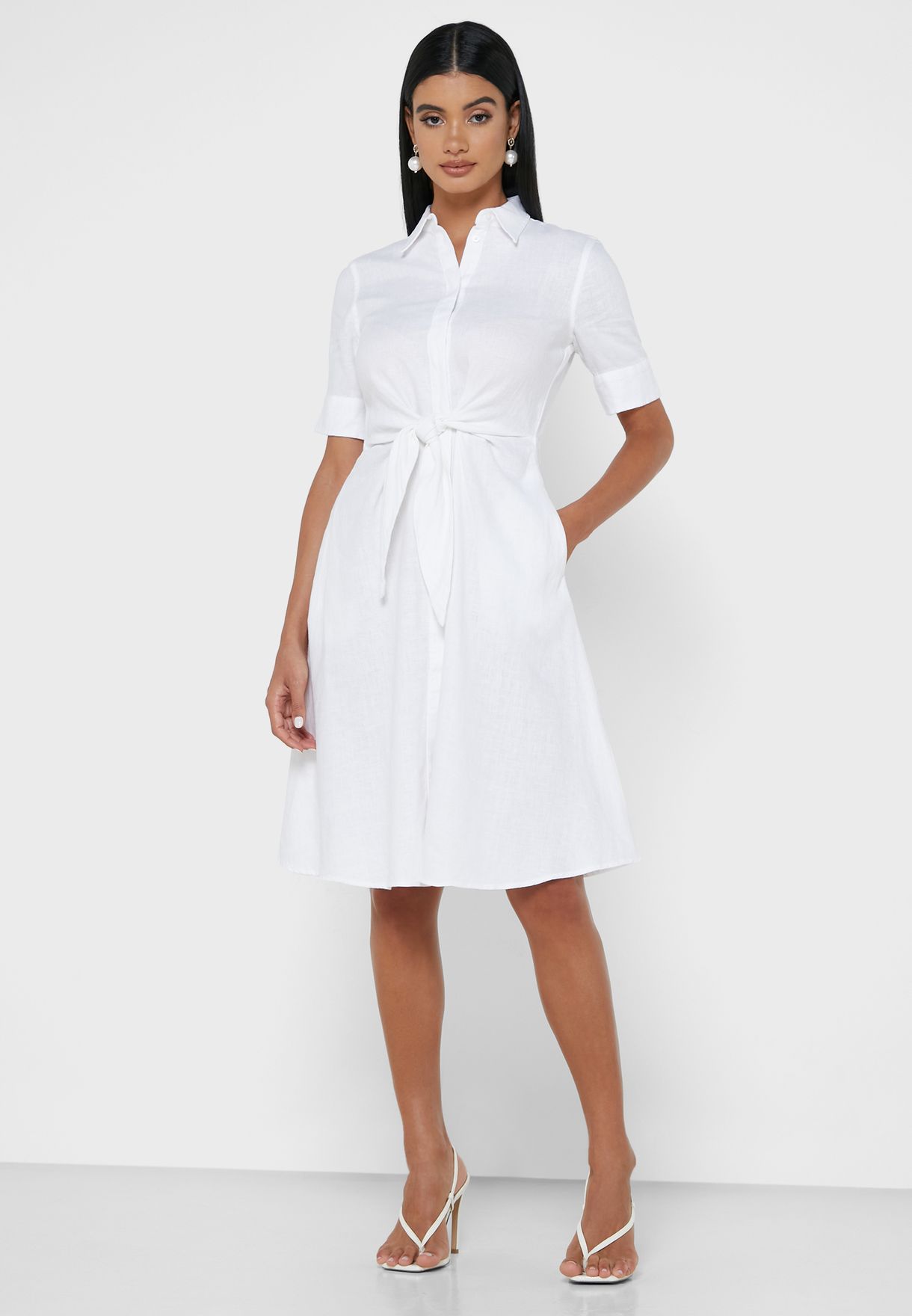 Buy Lauren Ralph Lauren white Wakana Tie Waist Shirt Dress for Women in  Baghdad, Basra