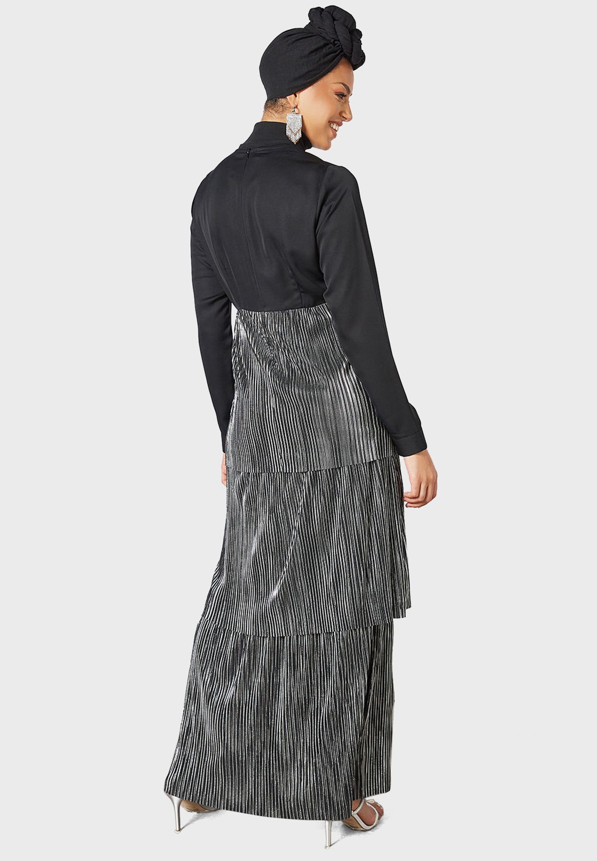Striped Tiered Abaya Dress