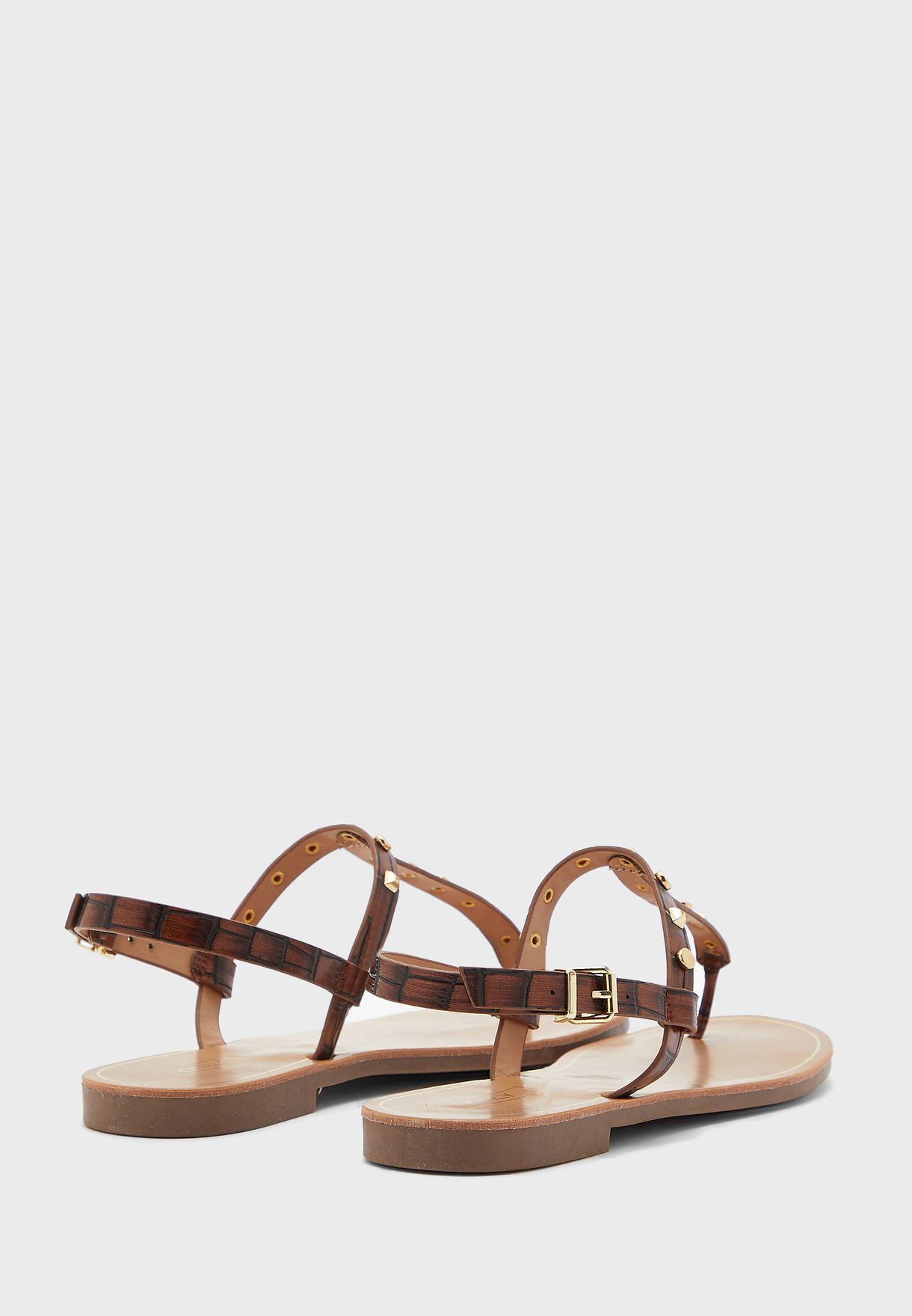Buy Only brown Melly-3 Structure Stud Sandals for Women in Dubai, Abu Dhabi