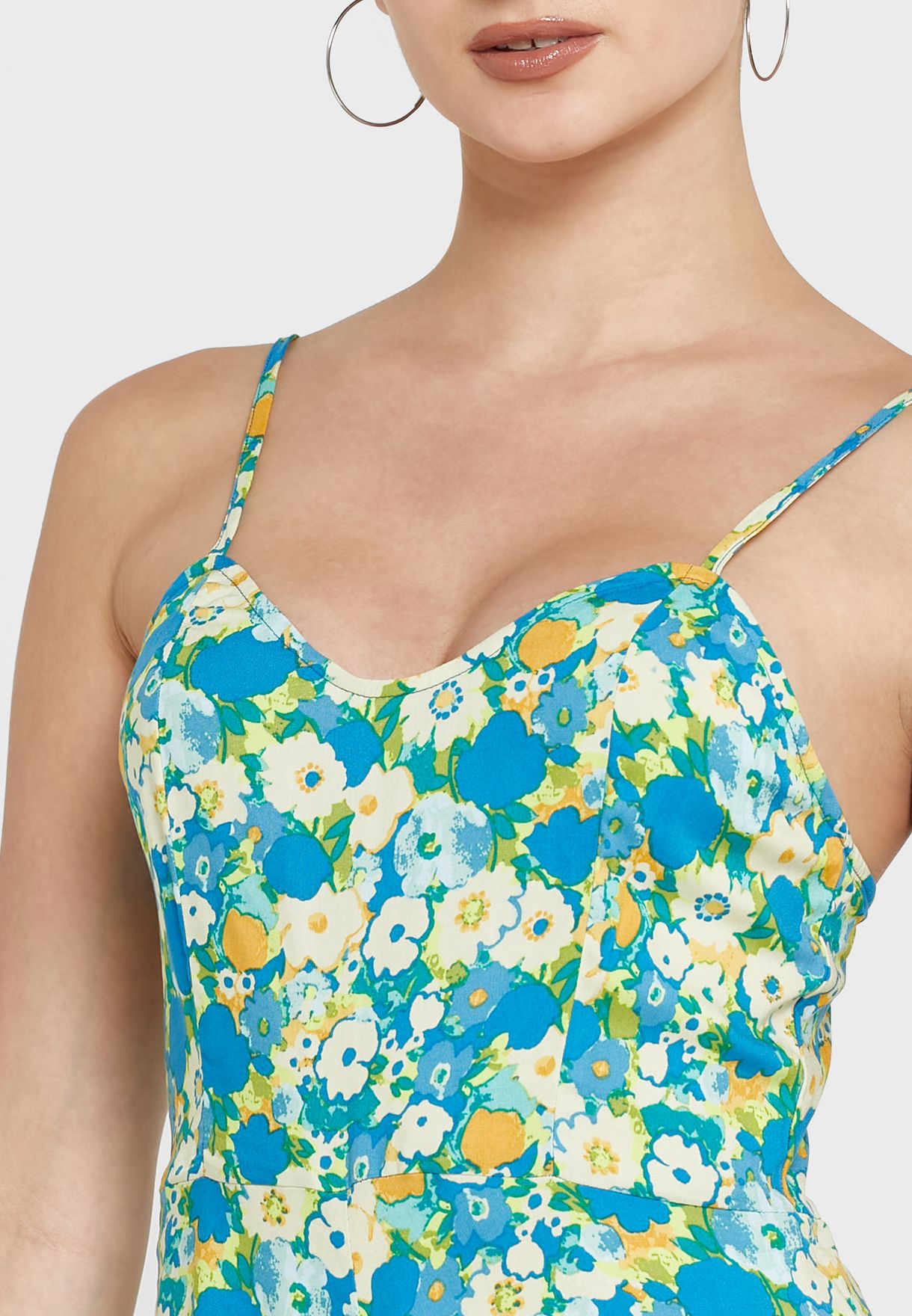 Strappy Floral Print Playsuit