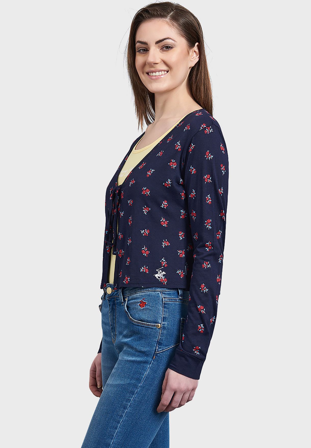 Buy Beverly Hills Polo Club navy Tie Detail Printed Cardigan for Women in  Riyadh, Jeddah