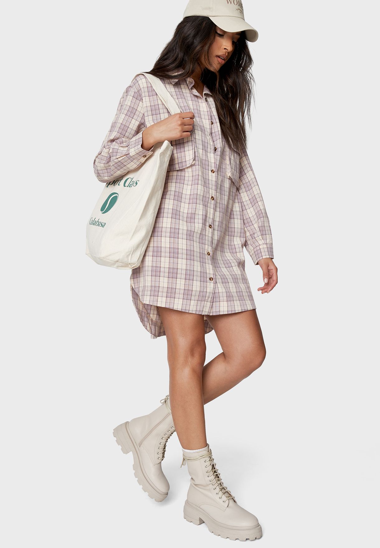 oversized checked overshirt trf