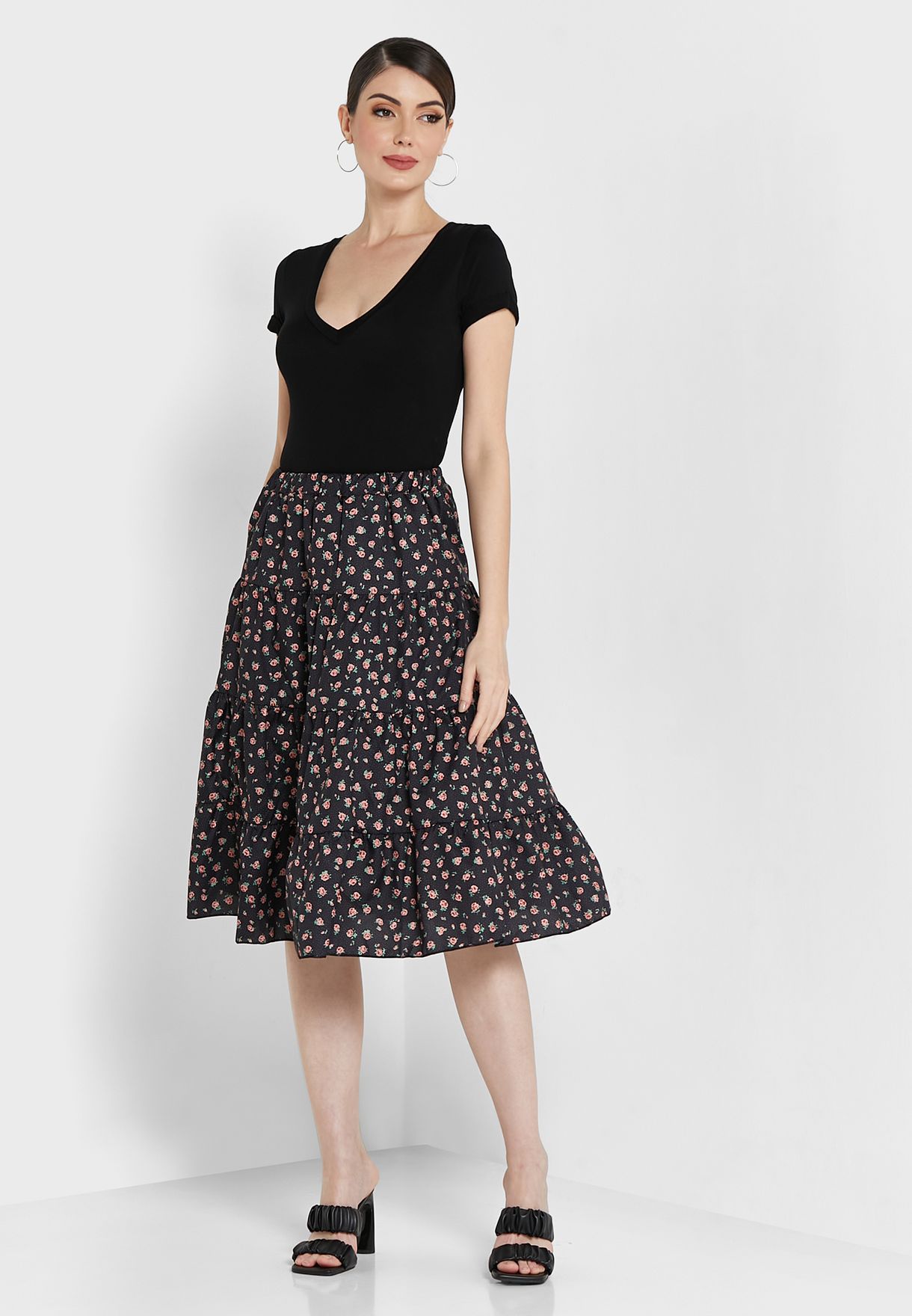 Tiered Printed Skirt