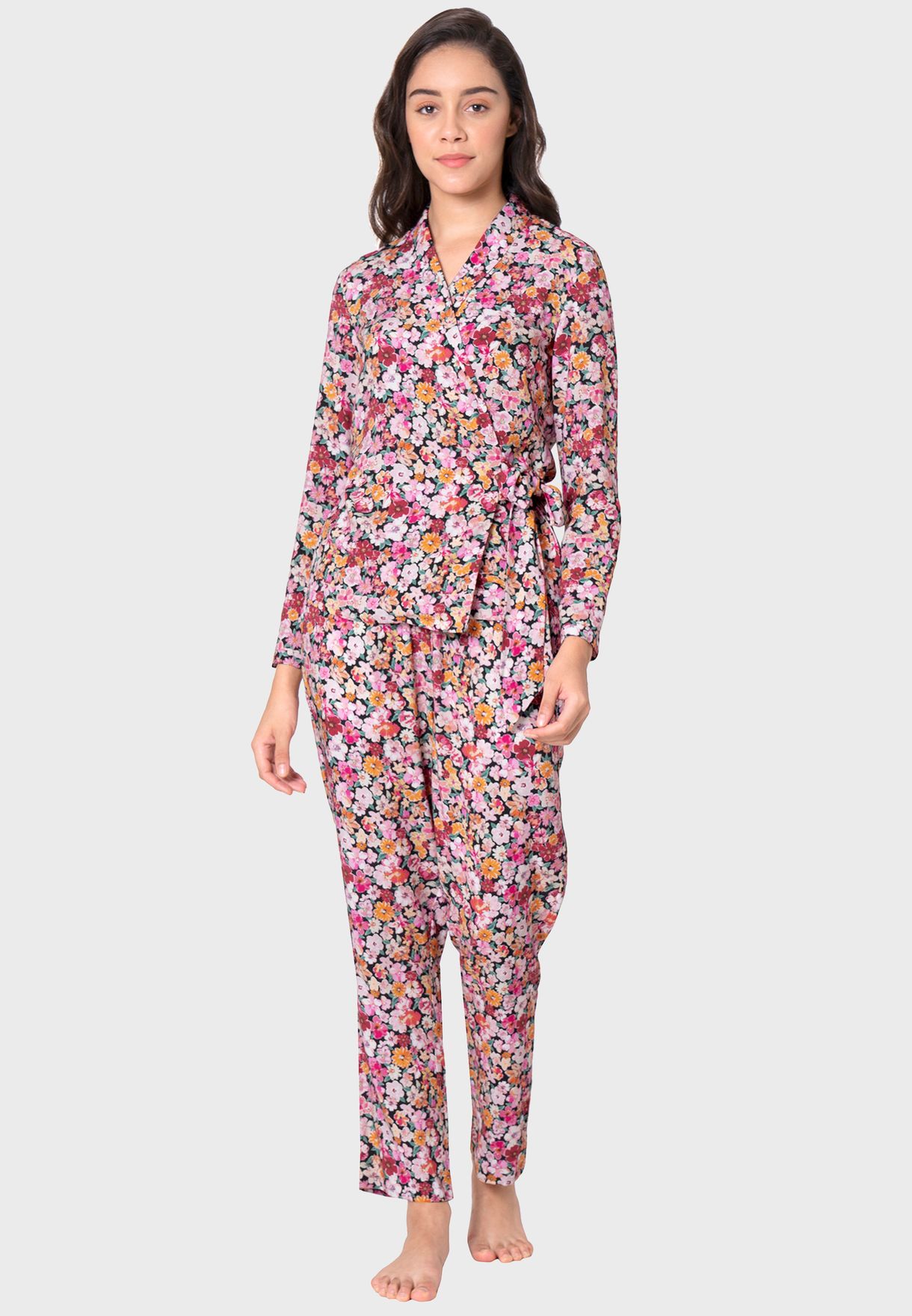 Floral Printed Top & Pyjama Set