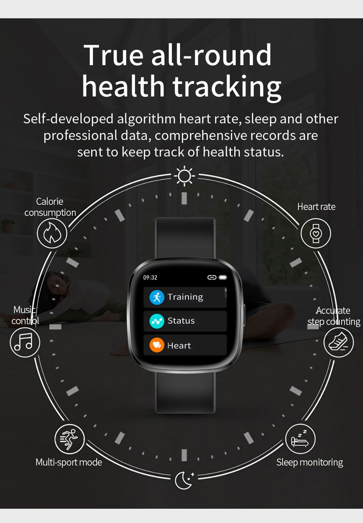 ساعة ذكية مع ميزات متعددة للصحة واللياقة