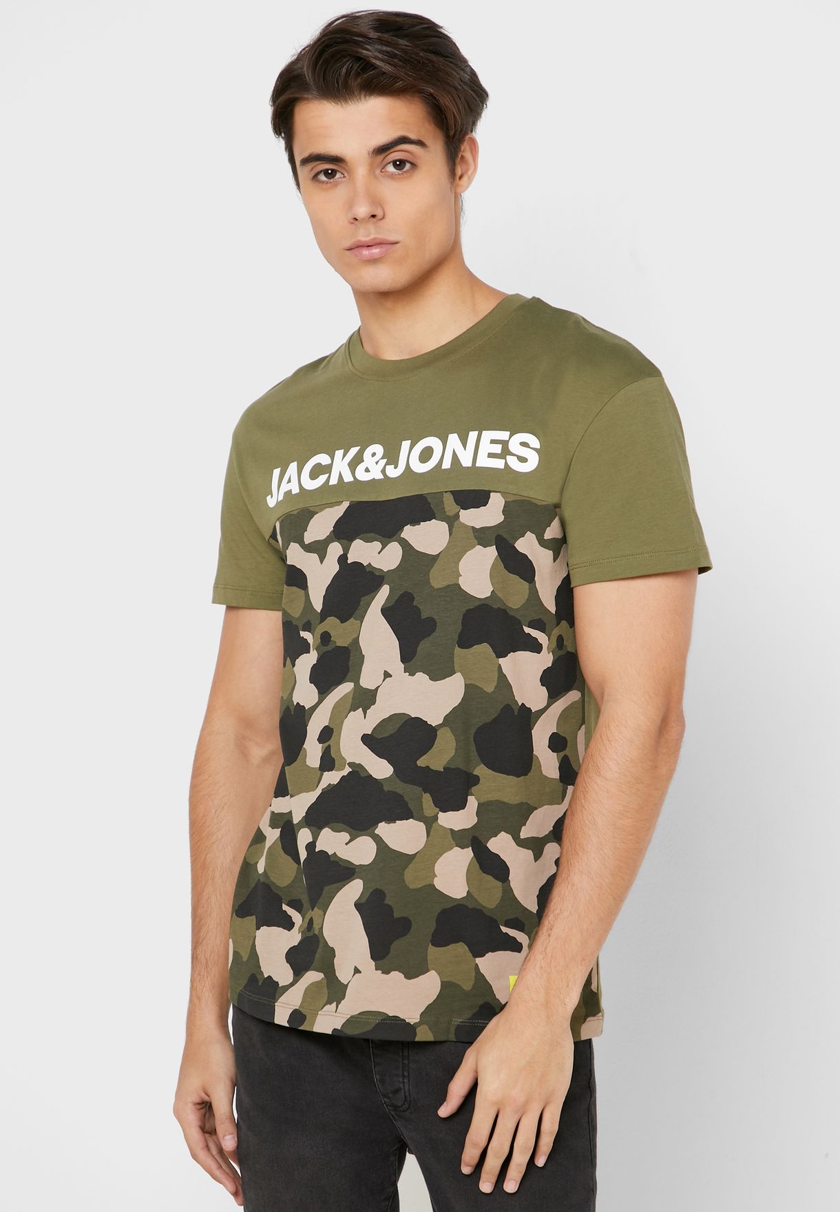 Jack & Jones Originals T-Shirt Mens Camo Camouflage Logo Crew Tee JORCamoClub