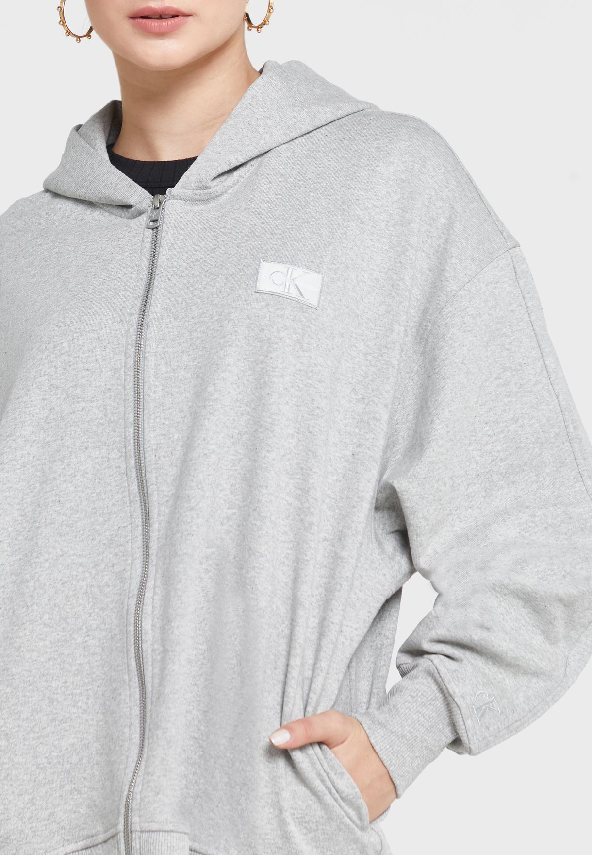 Zip Detail Logo Hoodie