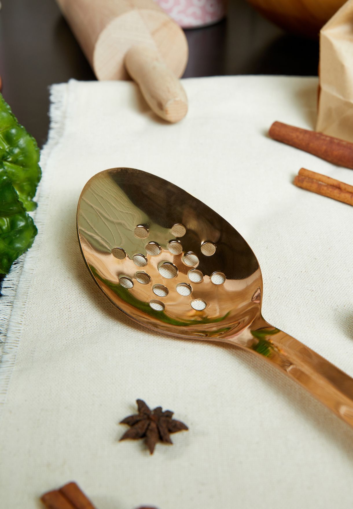Freya Stainless Steel Rose Gold Slotted Spoon