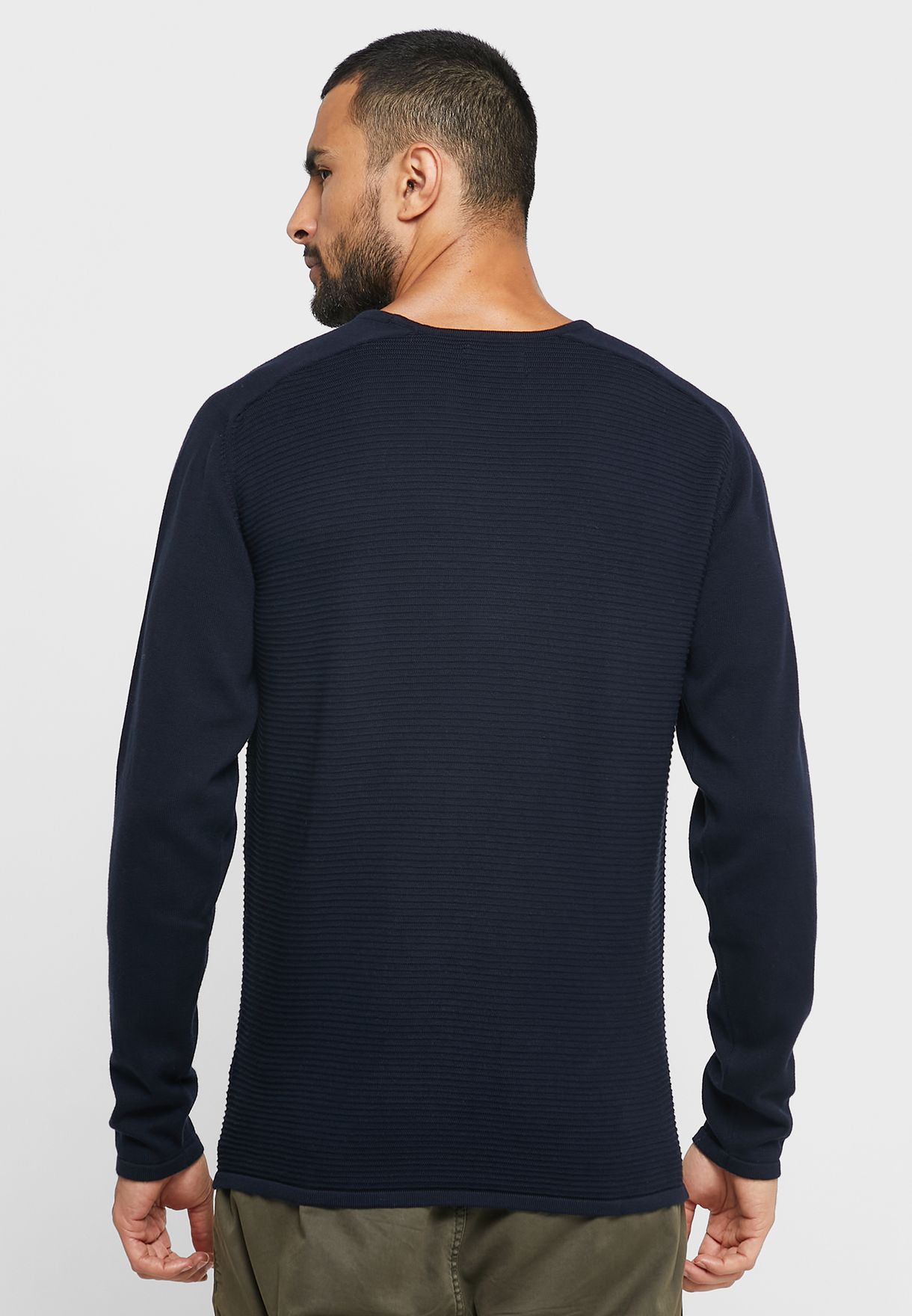 Rib Cotton Crew Neck Sweater