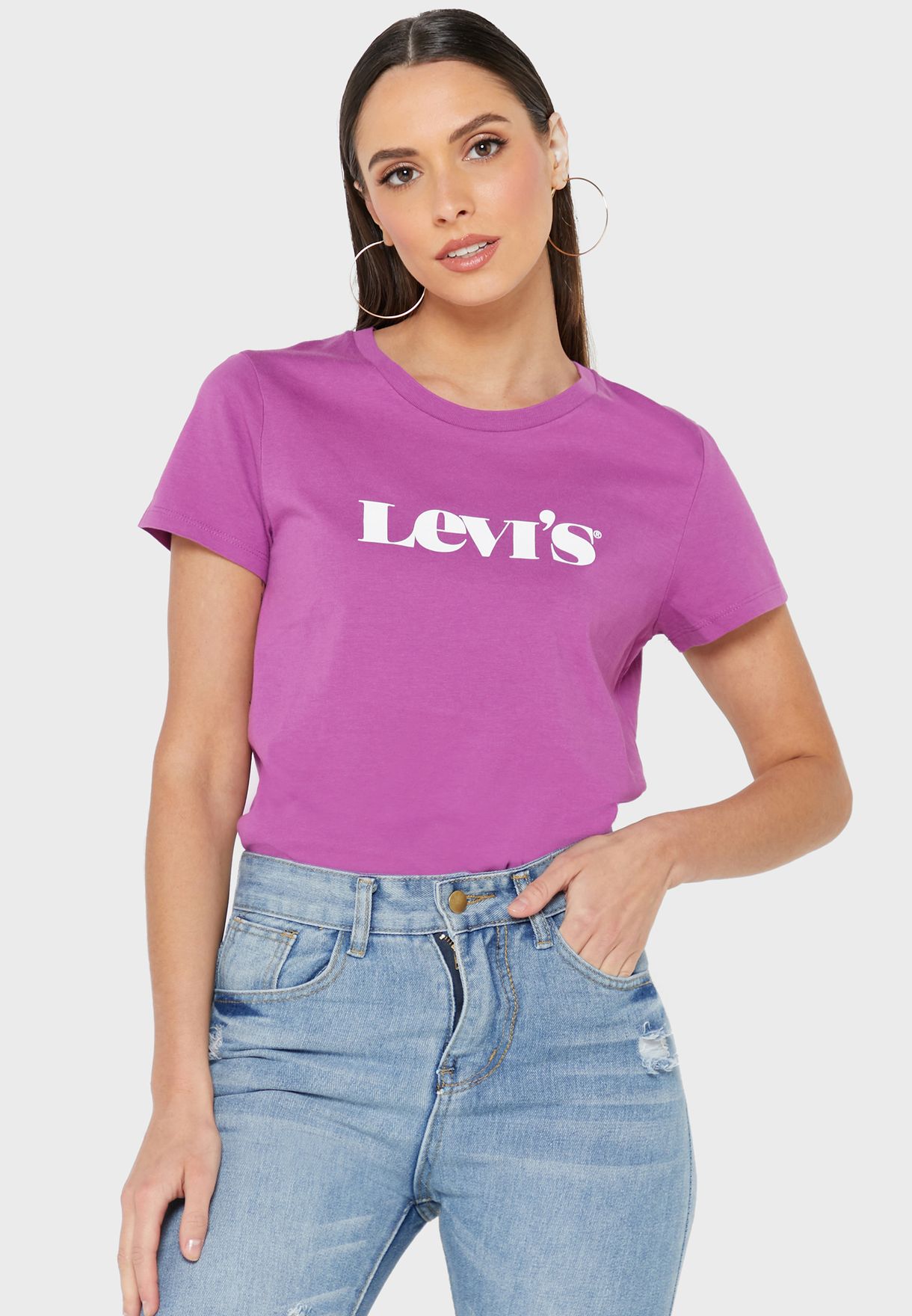 Buy Levis purple Logo Graphic T-Shirt for Women in Dubai, Abu Dhabi
