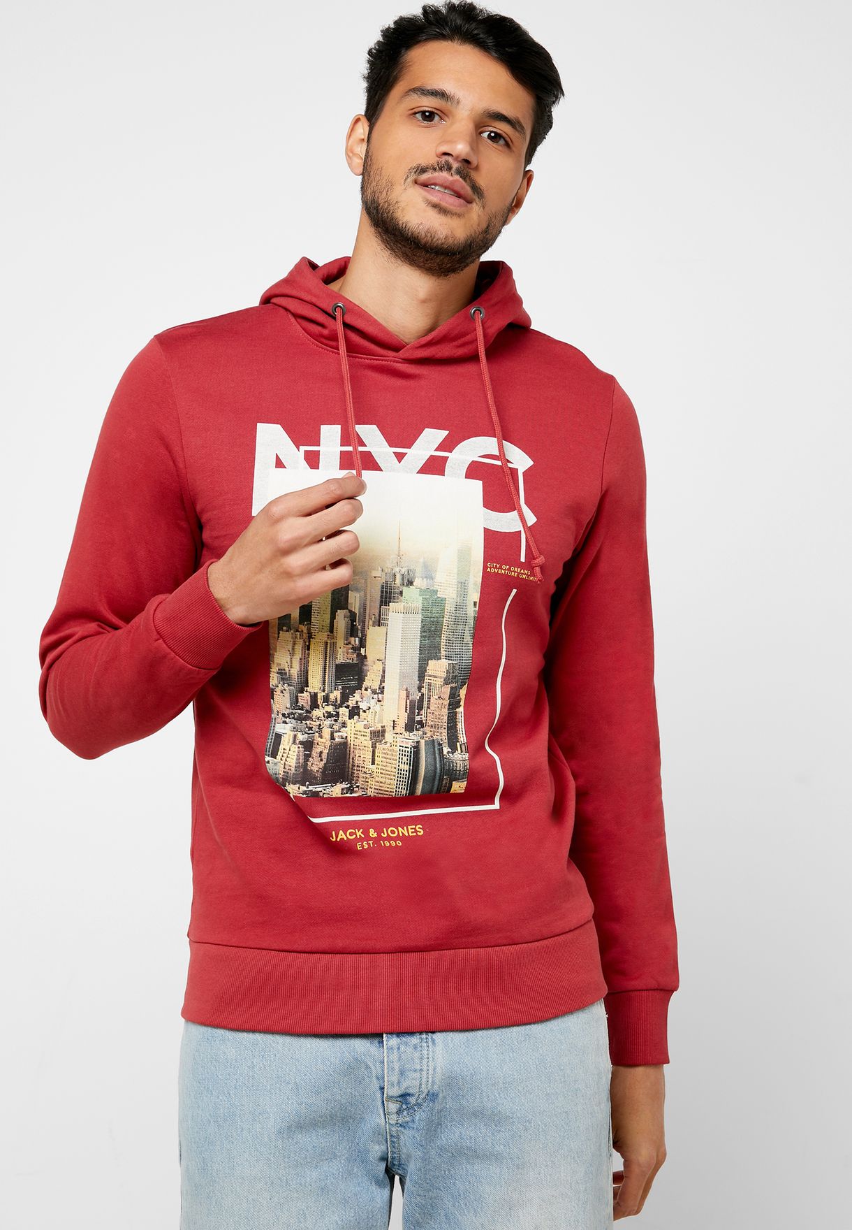 jack and jones red hoodie