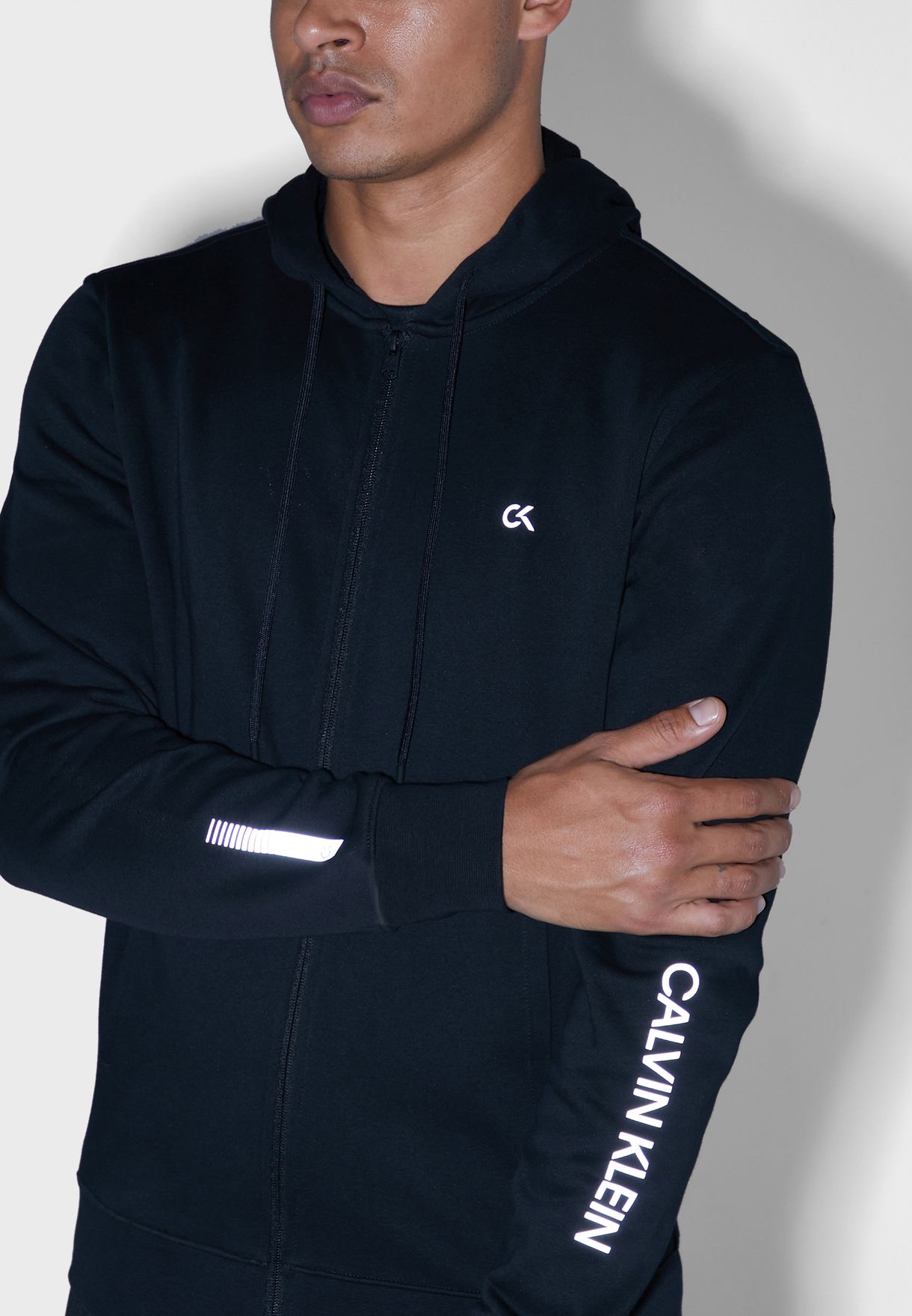 calvin klein performance poly zip hoodie