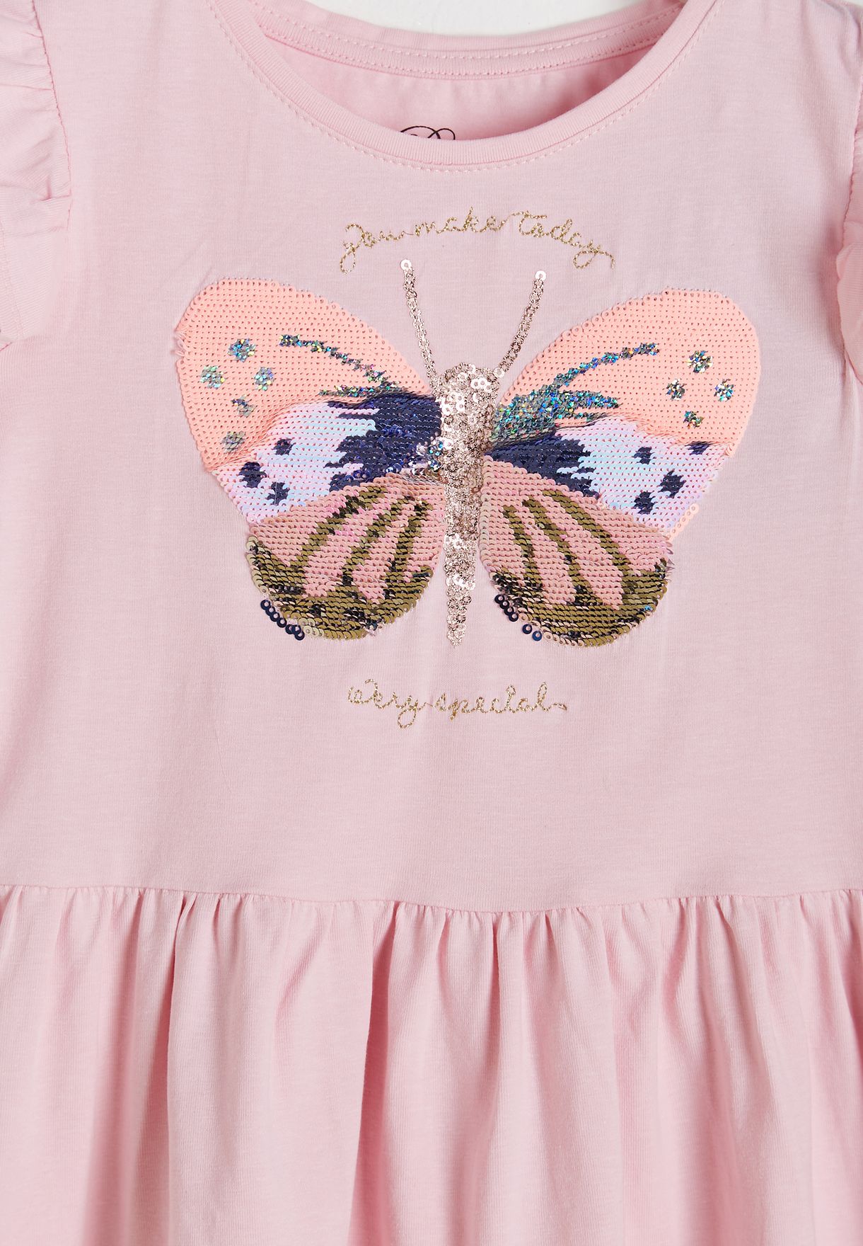 Kids Butterfly Motif Sequinned Dress
