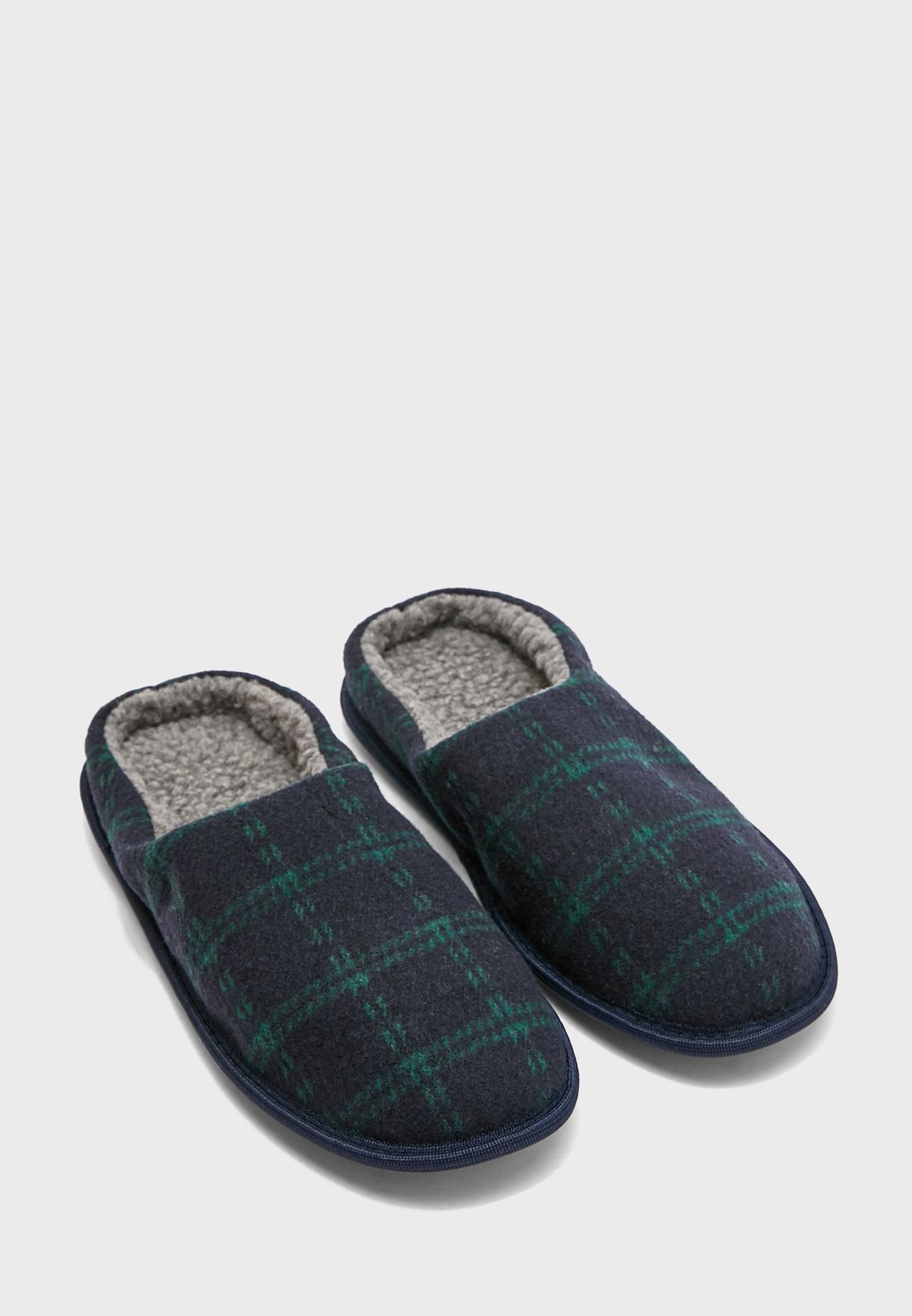 mens checked slippers