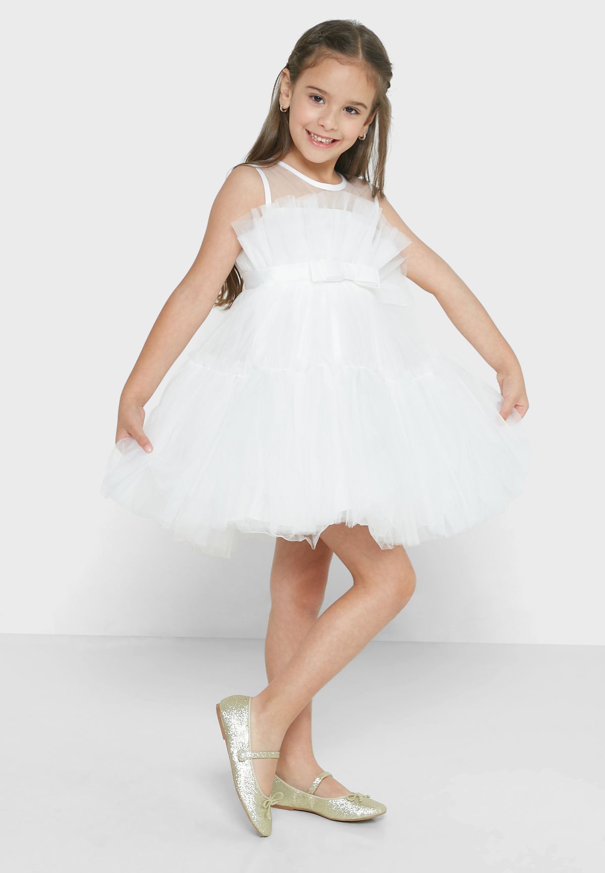 Girls Ruffled Evening Wear Dress