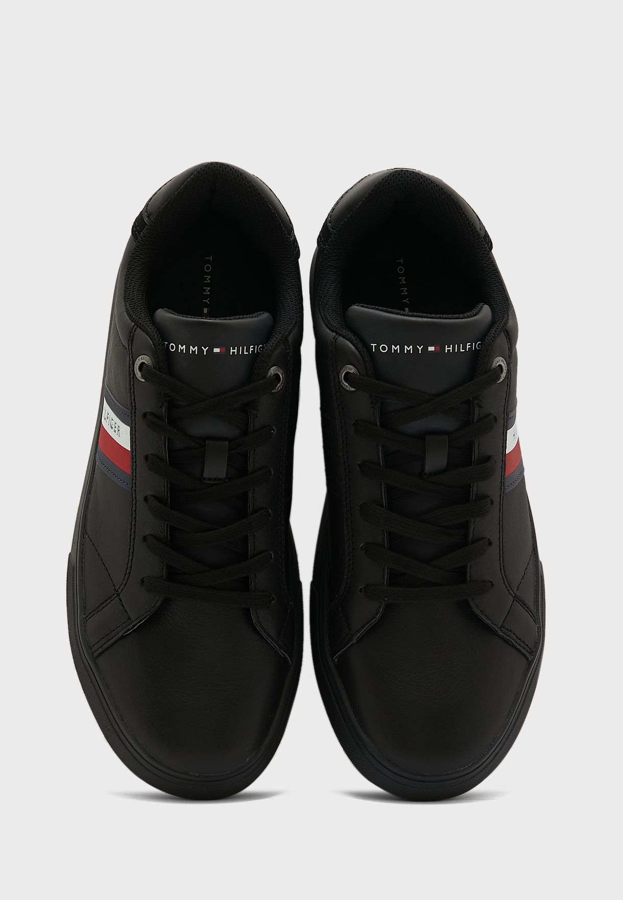 Buy Tommy Hilfiger black Essential Leather Sneakers for Men in MENA ...