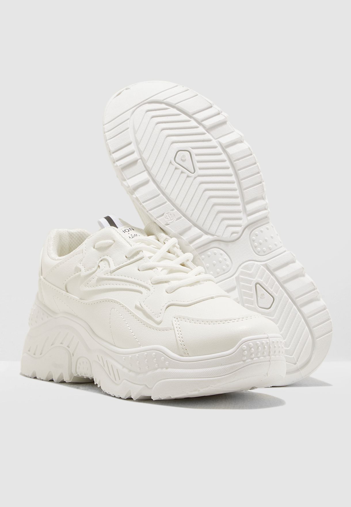 clunky white sneakers