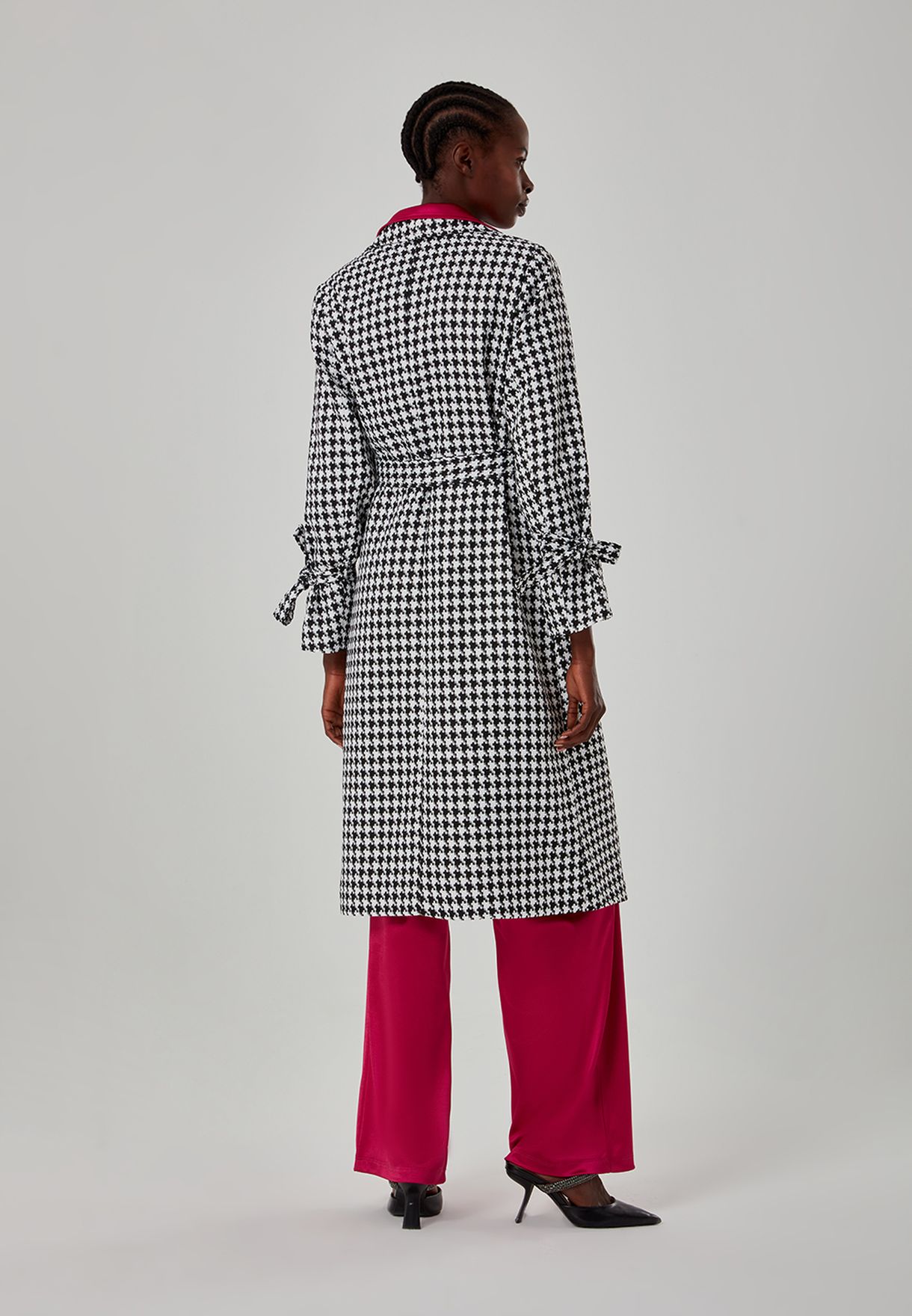 Contrast Tie Detail Coat