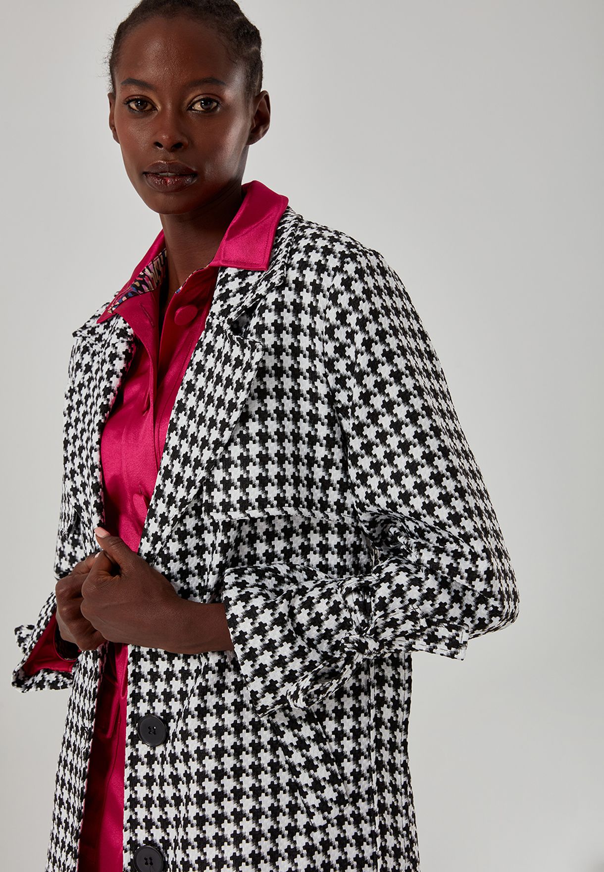 Contrast Tie Detail Coat