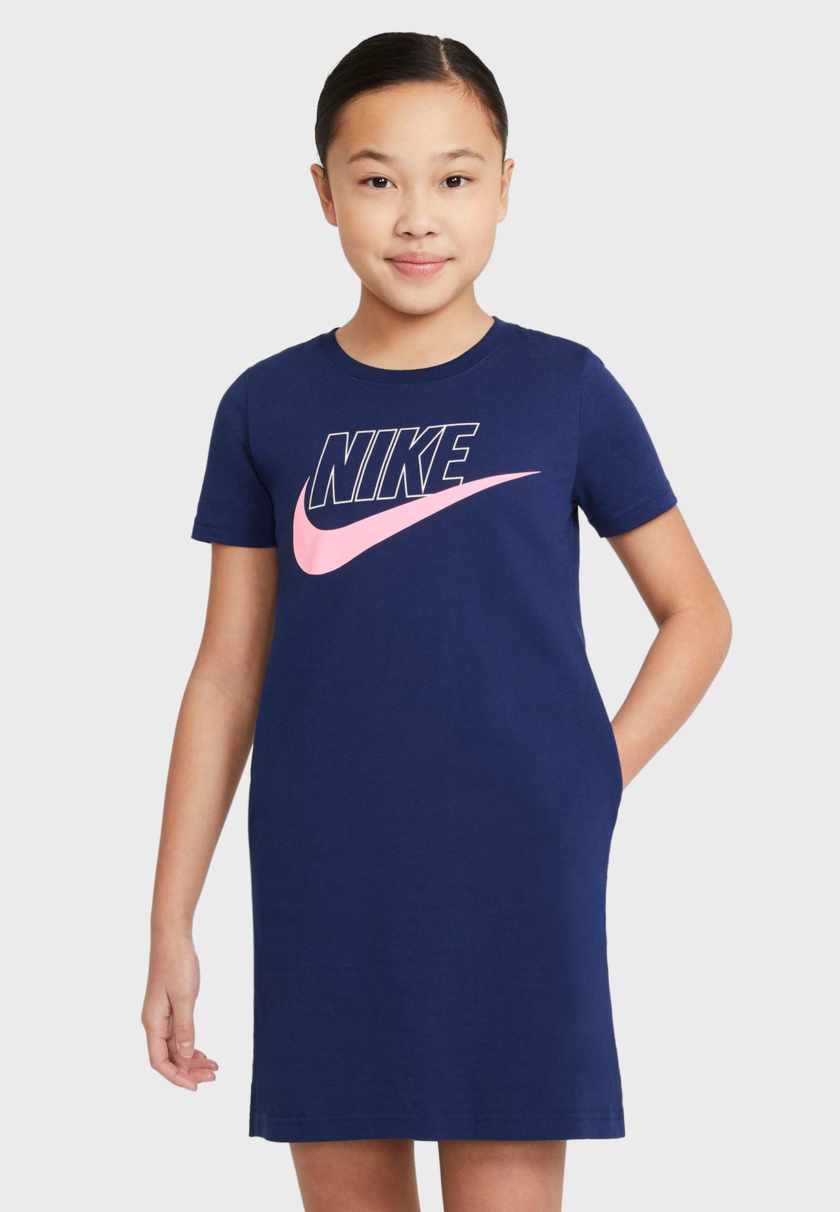 blue nike t shirt dress