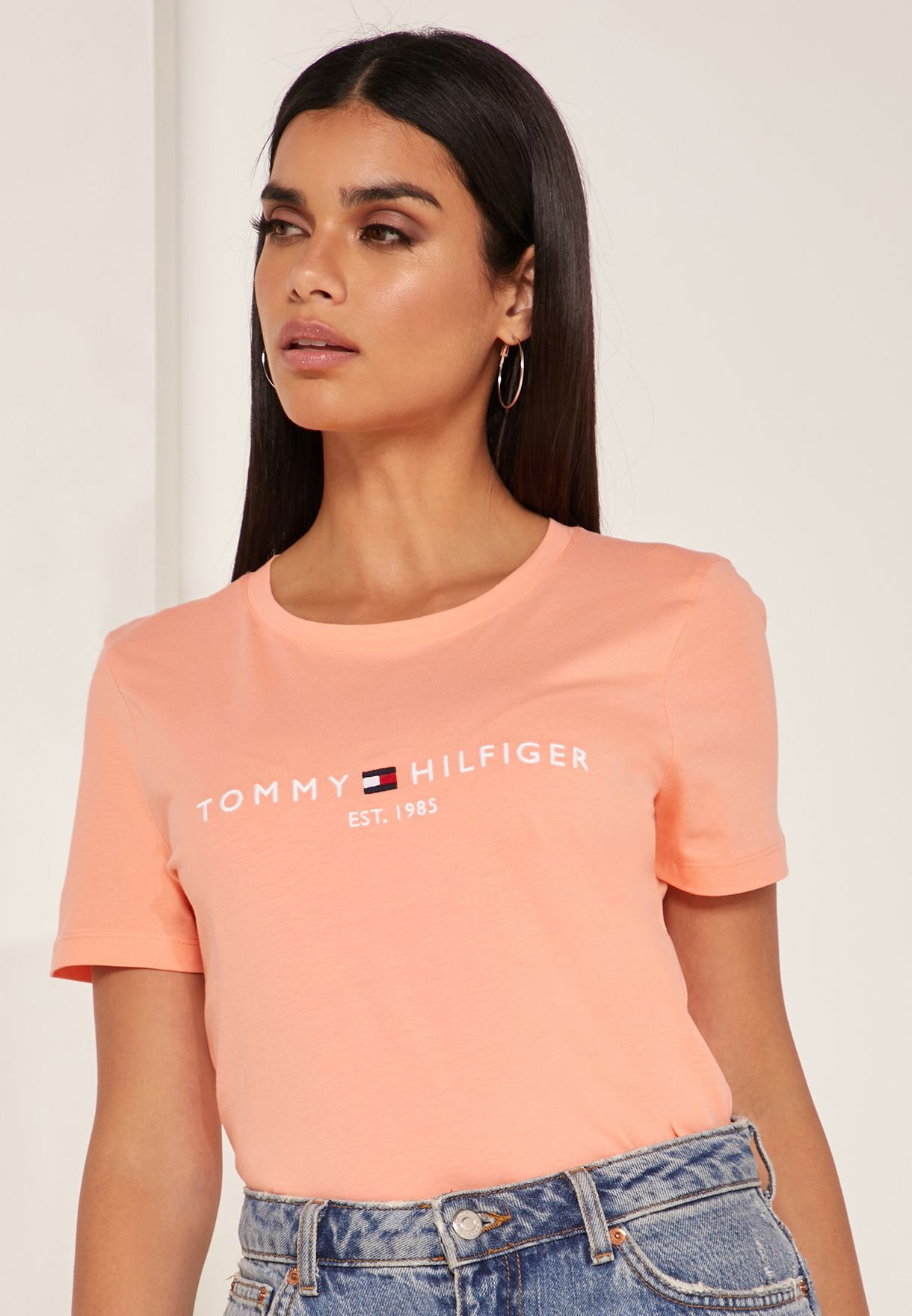 tommy hilfiger pink t shirt womens