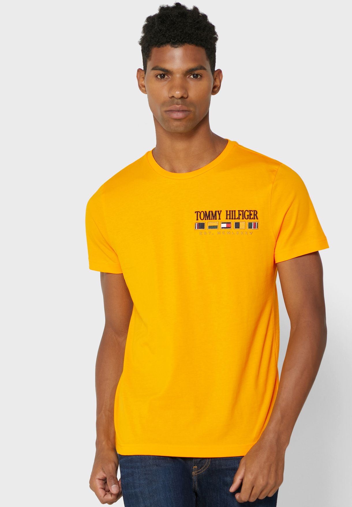 tommy hilfiger yellow crew neck