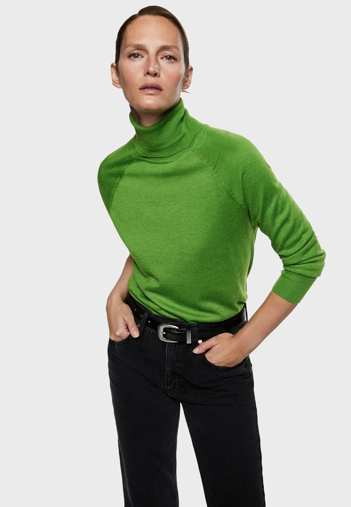 Buy Mango green Turtle Neck Knitted Sweater for Women in MENA, Worldwide