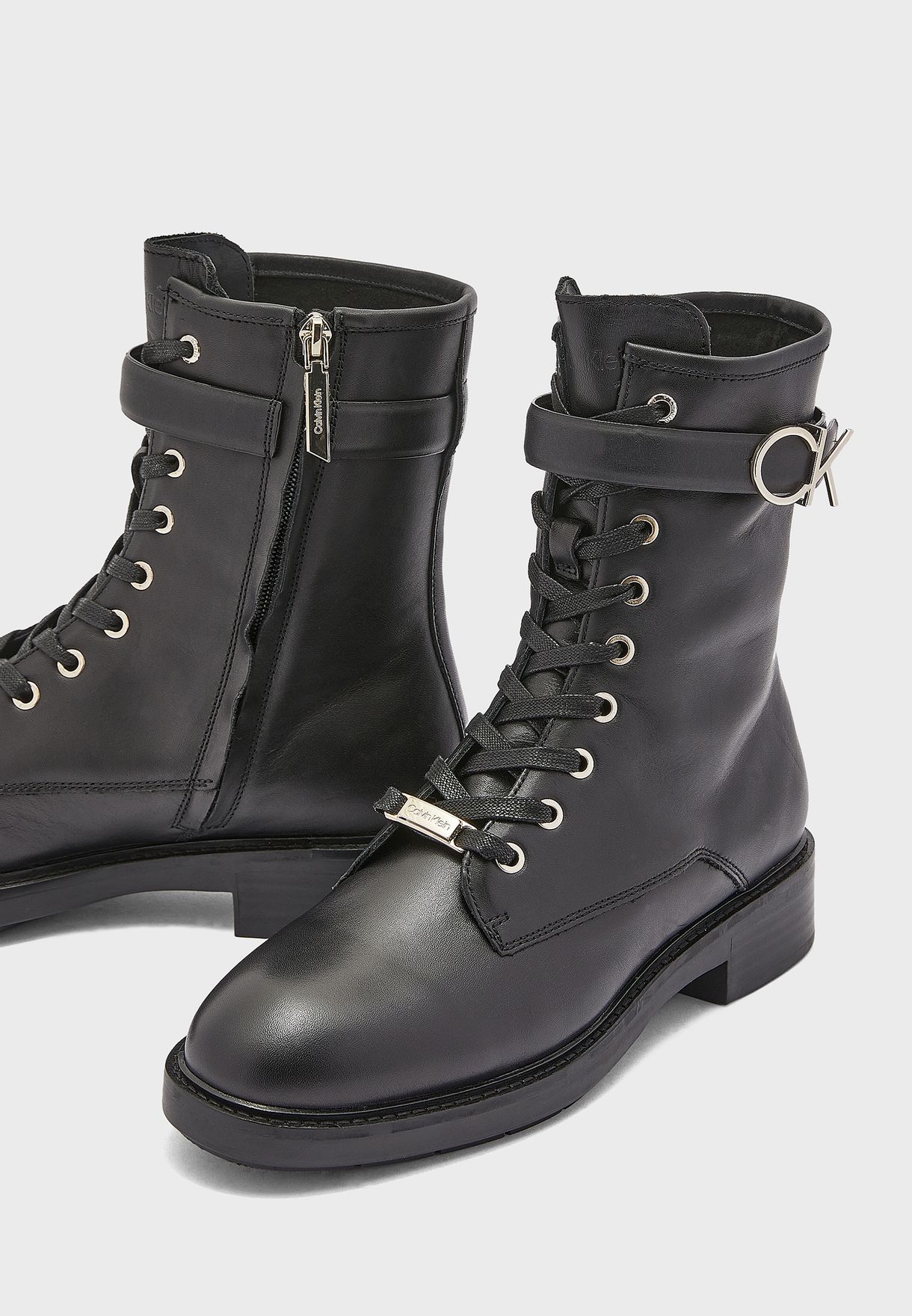 Buy Calvin Klein black Rubber Sole Combat Boots for Women in MENA, Worldwide