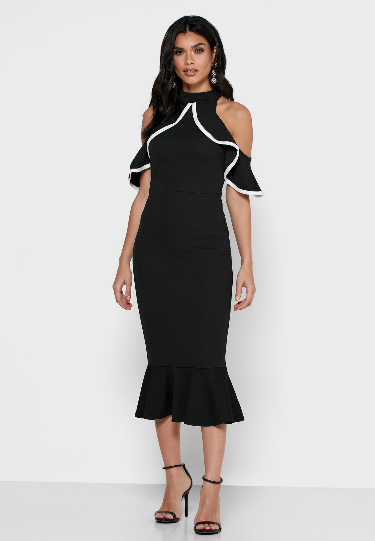 quiz black ruffle dress