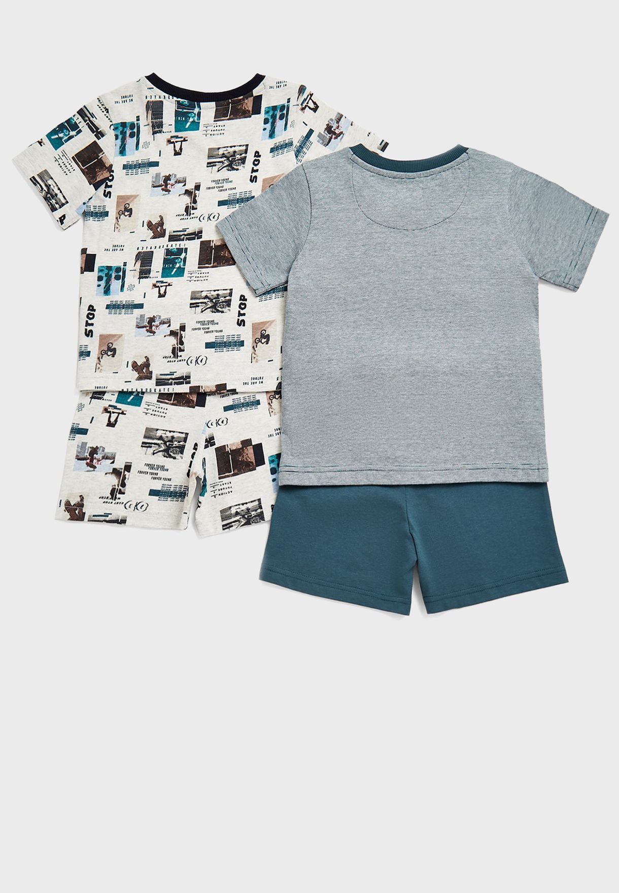 Kids 2 Pack Printed T-Shirt & Shorts Set