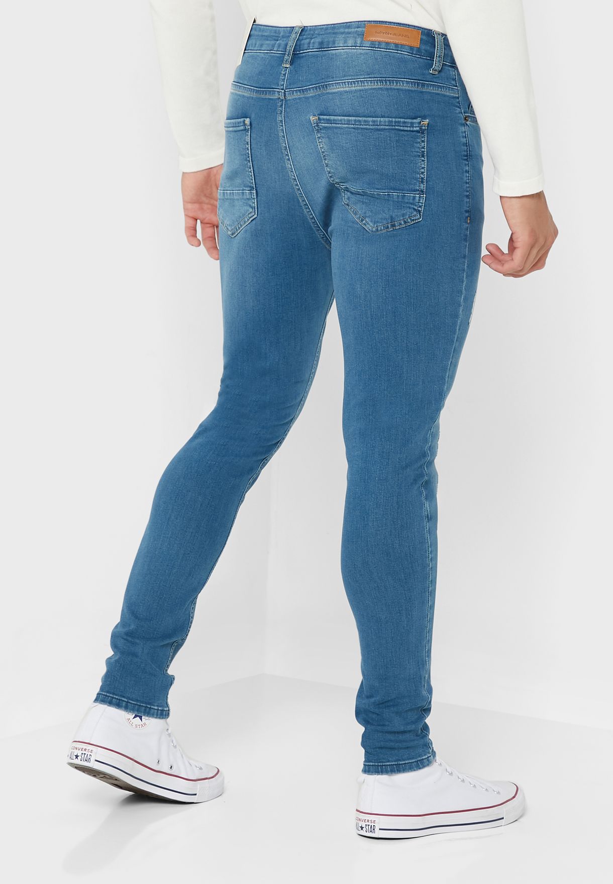 Distressed Style Mid Rise Jeans