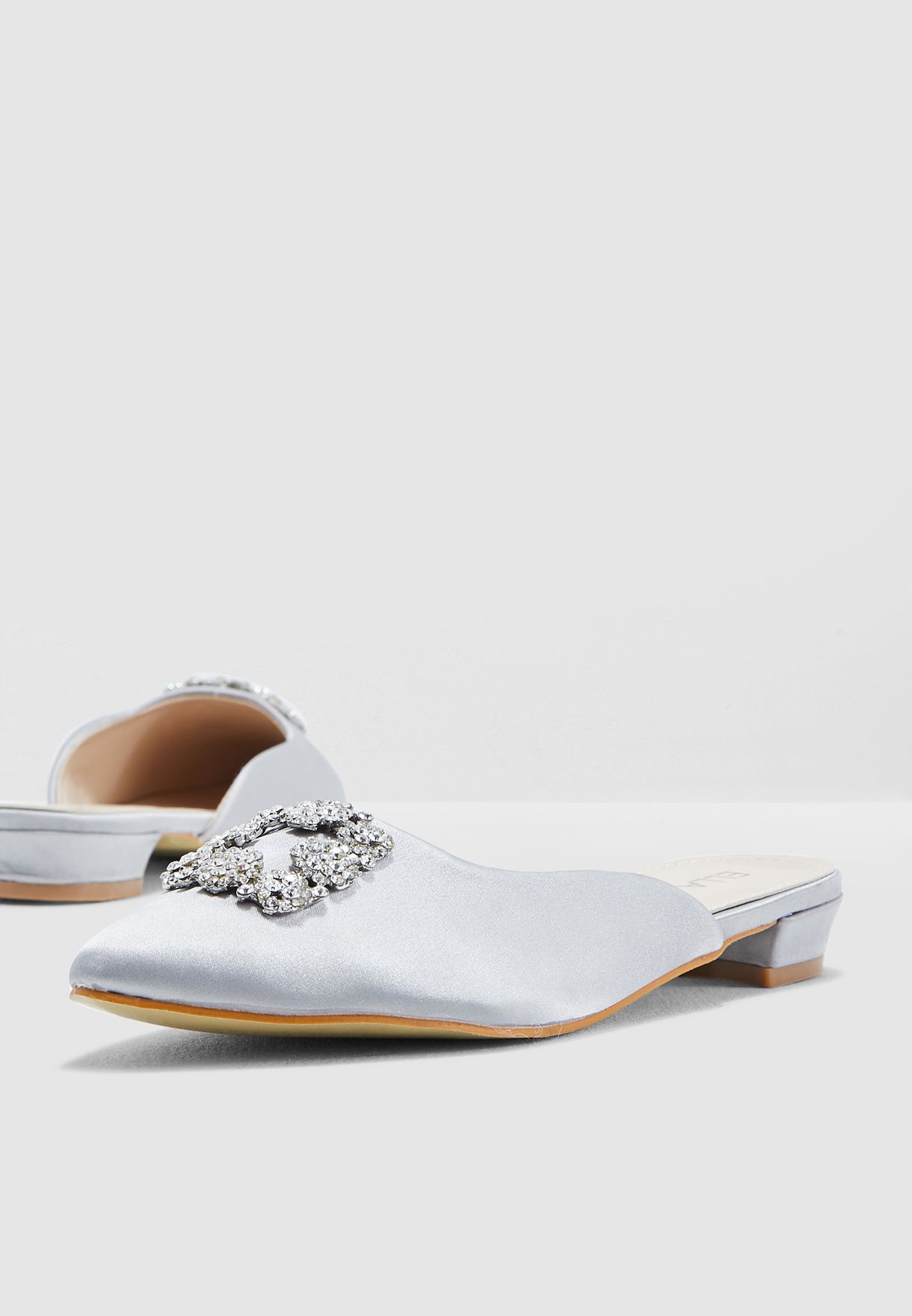 Flat Slip On Mule With Embellishment Detail