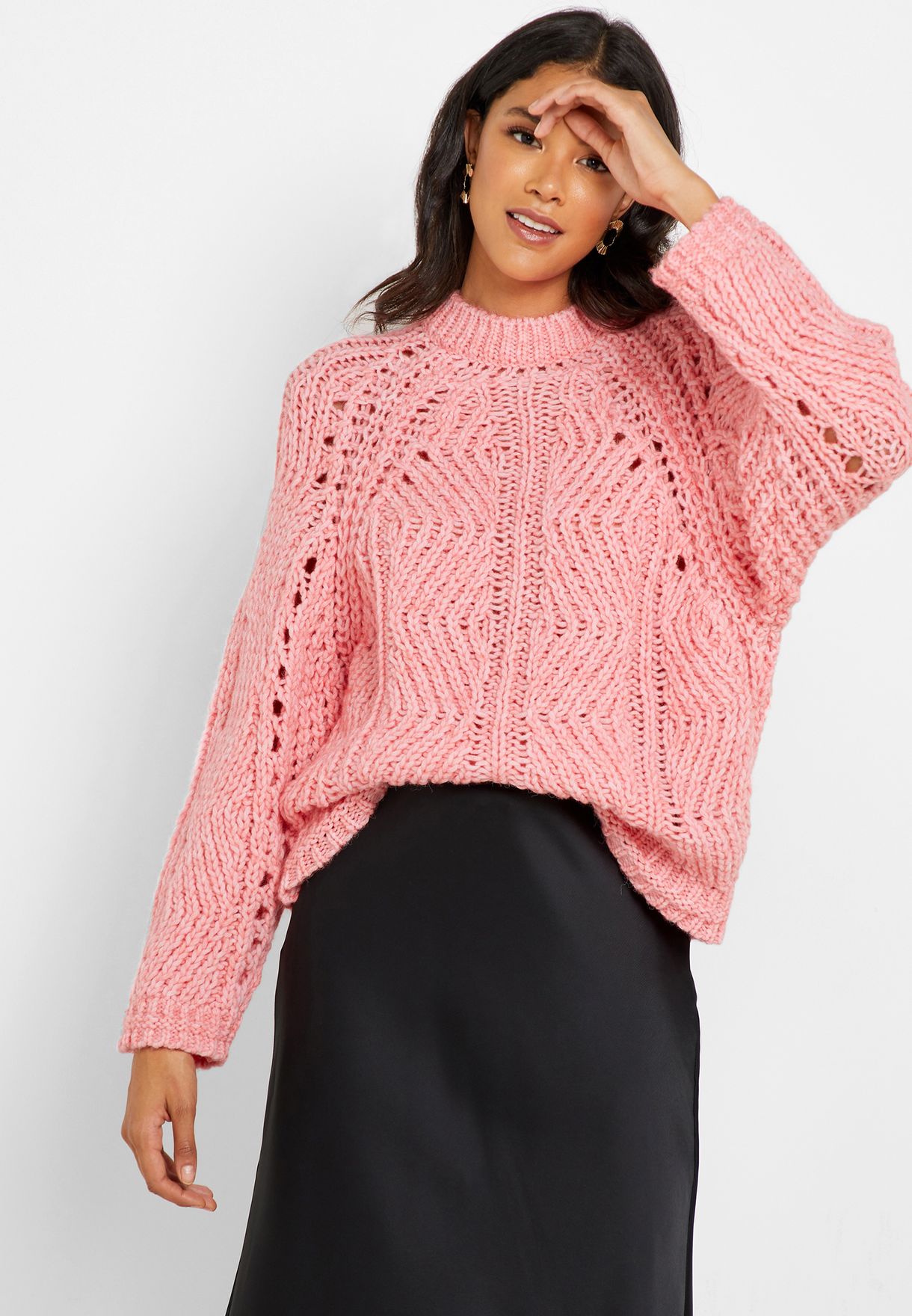 schandaal Claire Iedereen Buy Topshop pink Cable Knit Sweater for Women in MENA, Worldwide